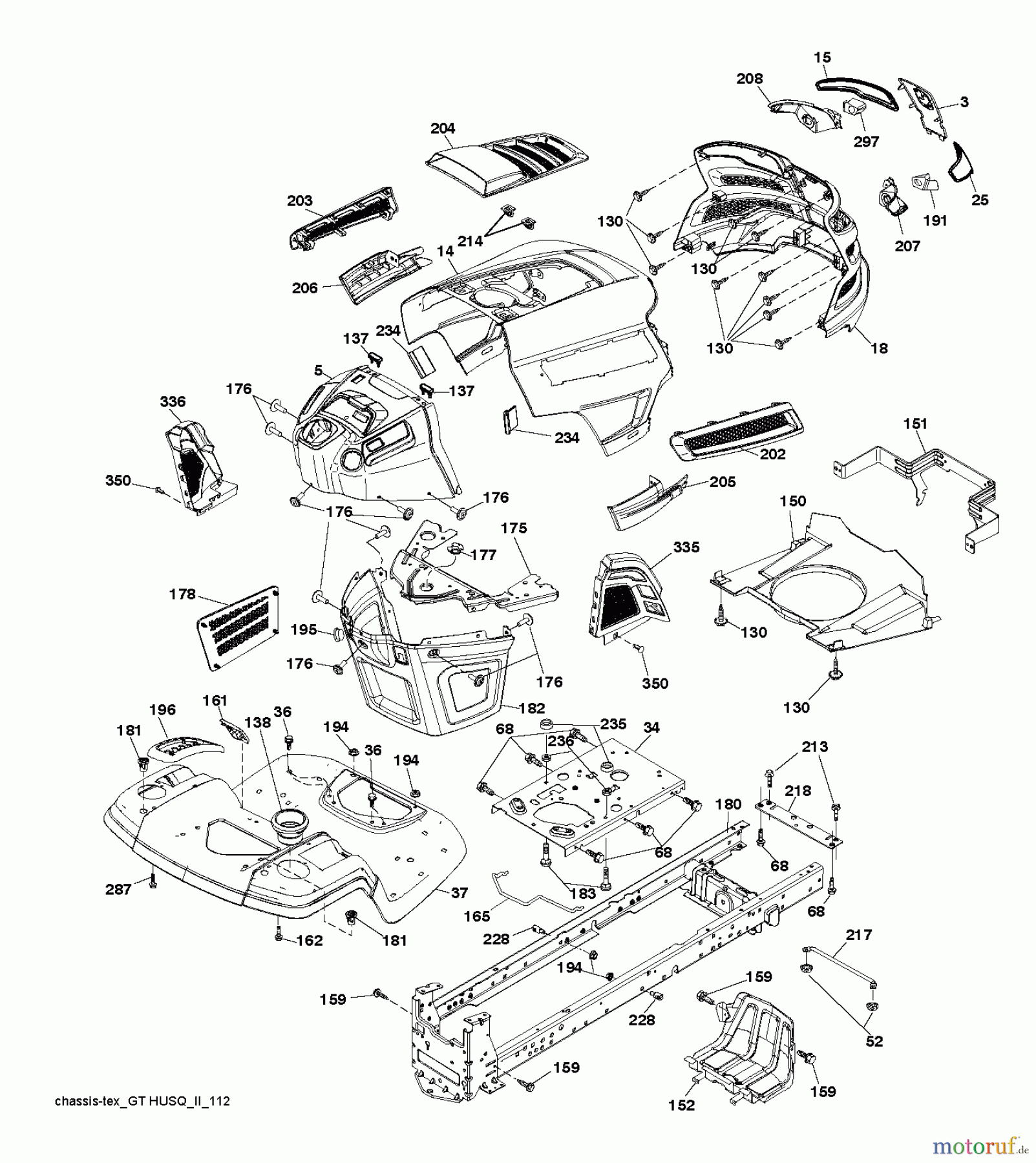 Husqvarna Rasen und Garten Traktoren YTH 23V42 (96043014700) - Husqvarna Yard Tractor (2012-09 & After) CHASSIS ENCLOSURES