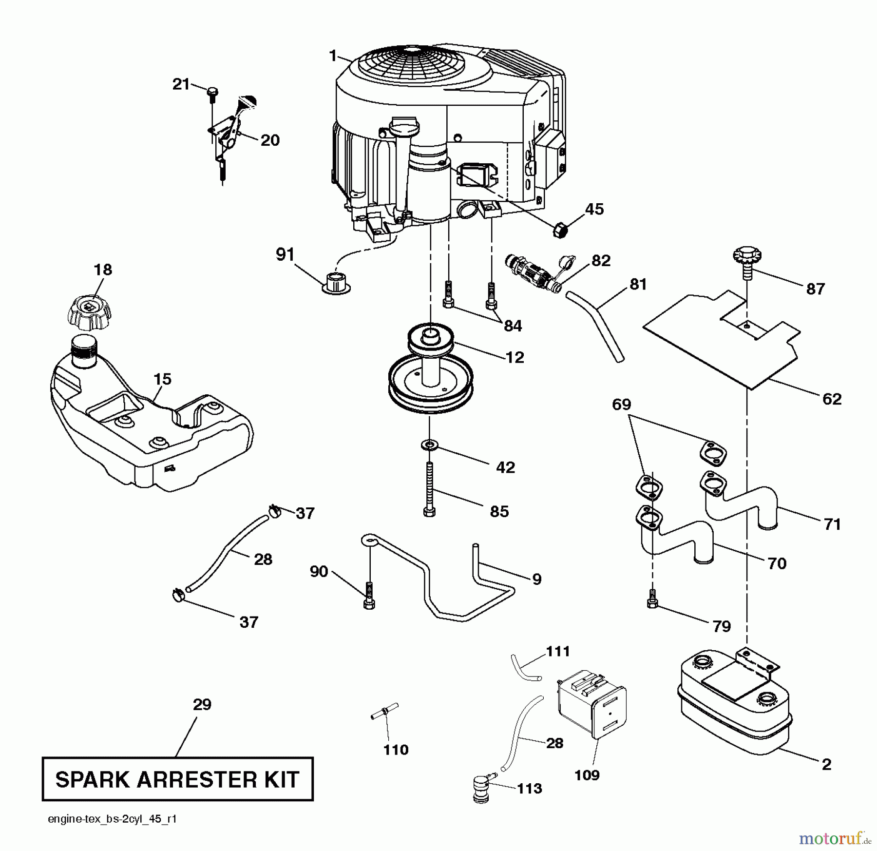 Husqvarna Rasen und Garten Traktoren YTH 22V42 (96043018600) - Husqvarna Yard Tractor (2013-09) ENGINE