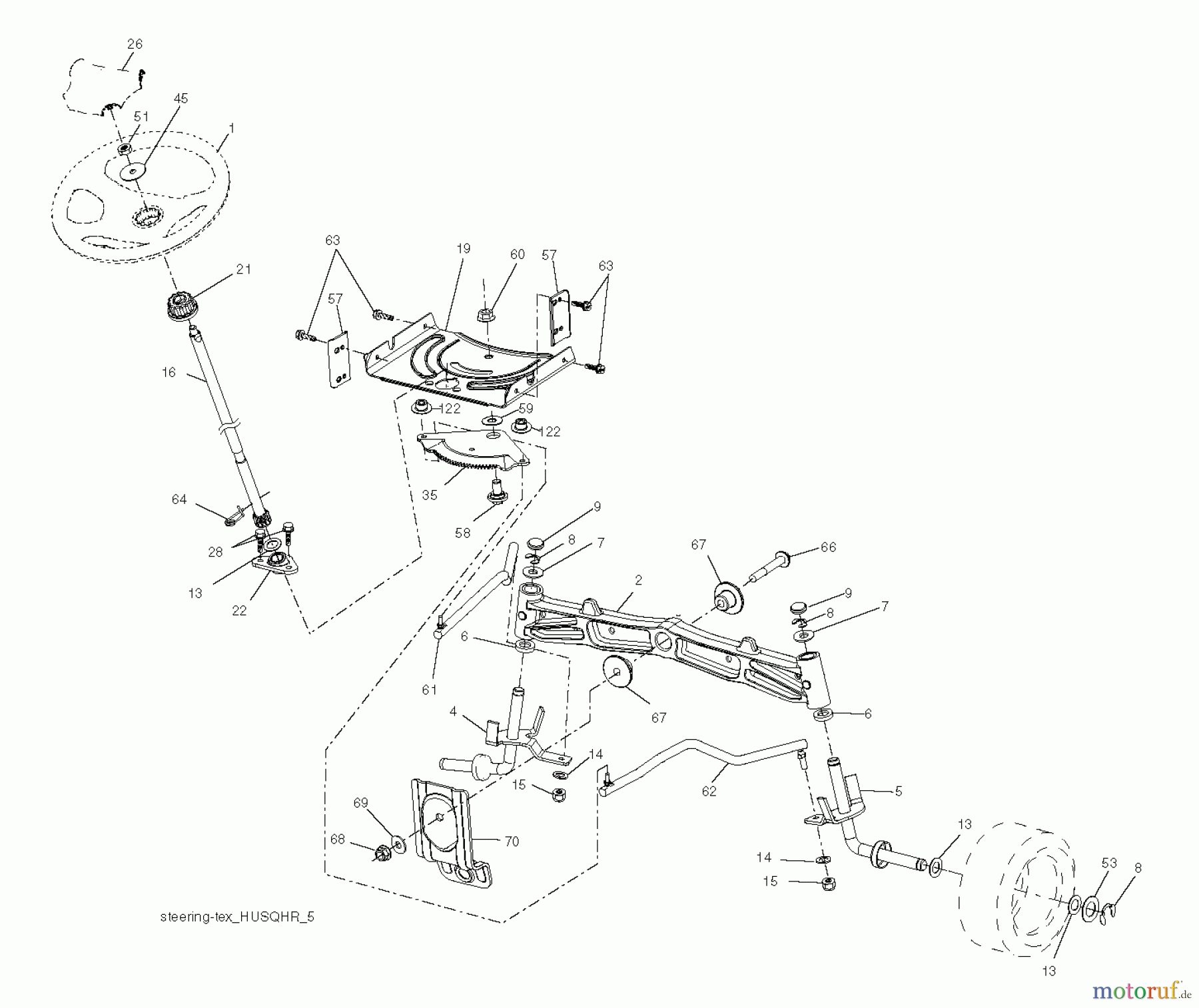 Husqvarna Rasen und Garten Traktoren YTH 22V42 (96043018600) - Husqvarna Yard Tractor (2013-09) STEERING