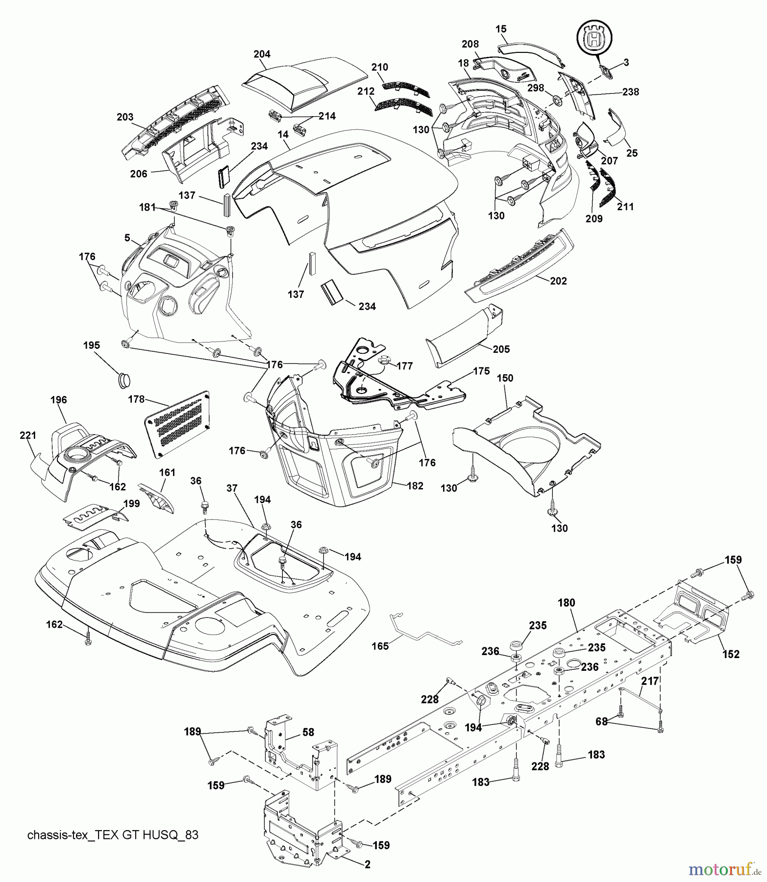 Husqvarna Rasen und Garten Traktoren YTH 23V42LS (96043008800) - Husqvarna Yard Tractor (2009-12 & After) Chassis