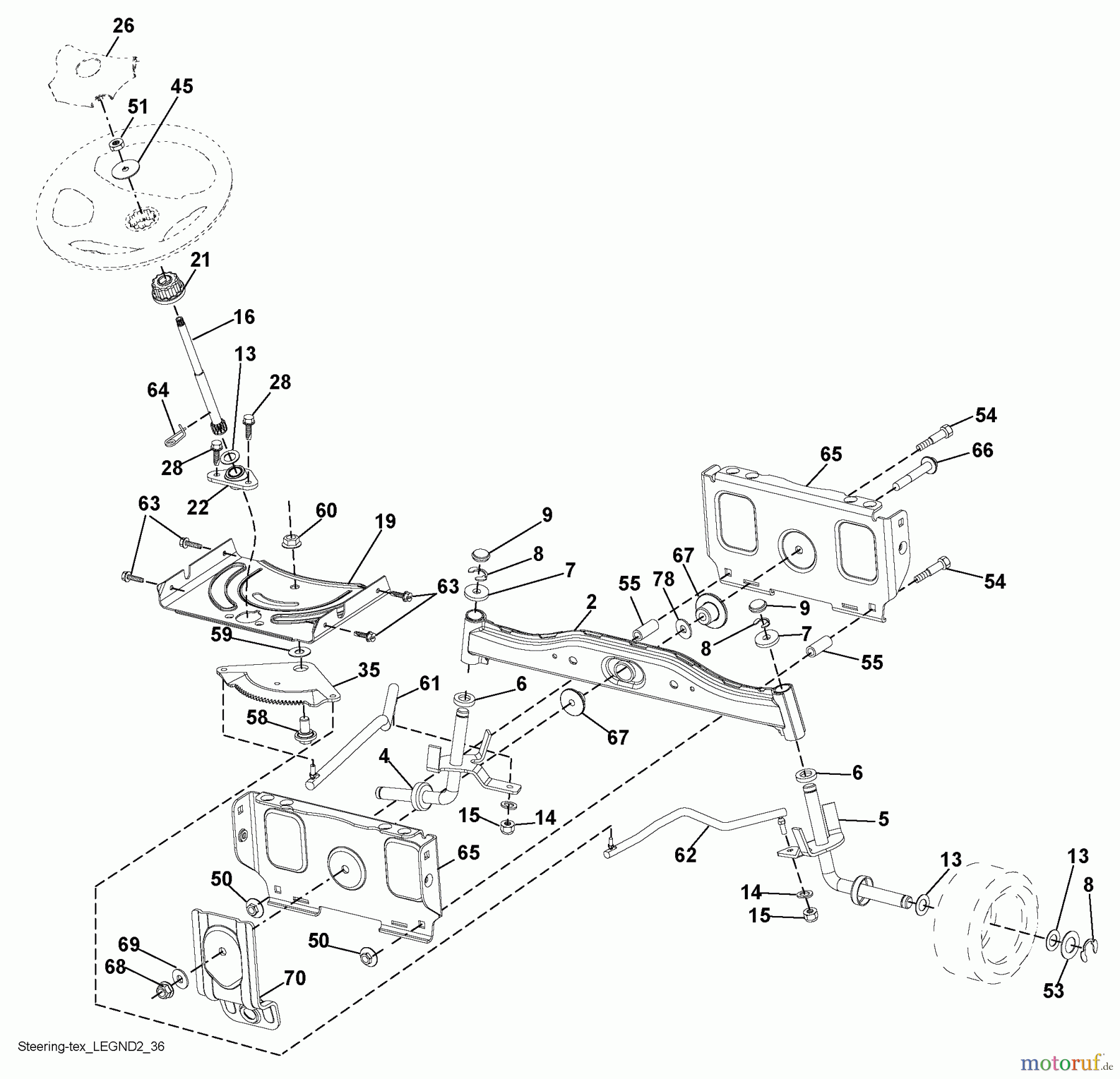 Husqvarna Rasen und Garten Traktoren YTH 23V42LS (96043008800) - Husqvarna Yard Tractor (2009-12 & After) Steering Assembly