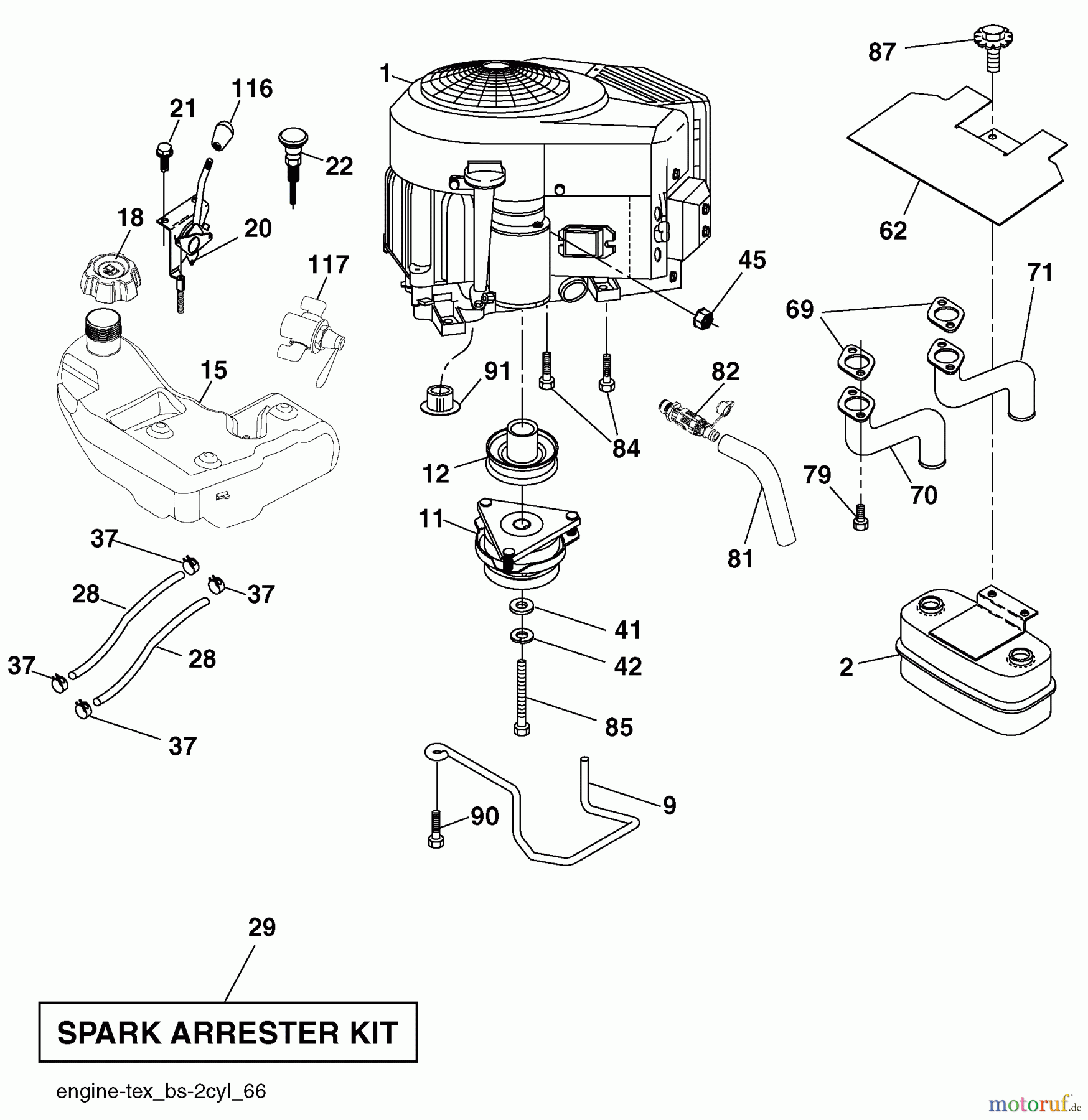 Husqvarna Rasen und Garten Traktoren YTH 23V42LS (96043008801) - Husqvarna Yard Tractor (2010-05 & After) Engine