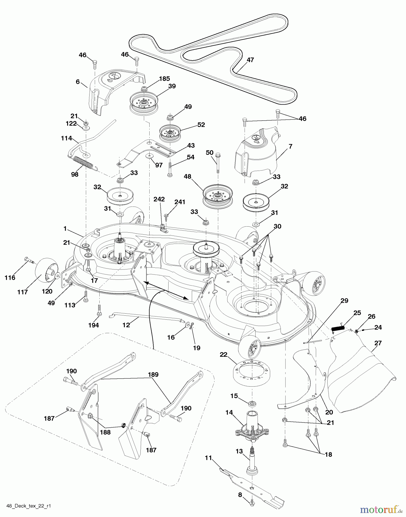 Husqvarna Rasen und Garten Traktoren YTH 23V48 (96043008601) - Husqvarna Yard Tractor (2010-04 to 2010-06) Mower Deck