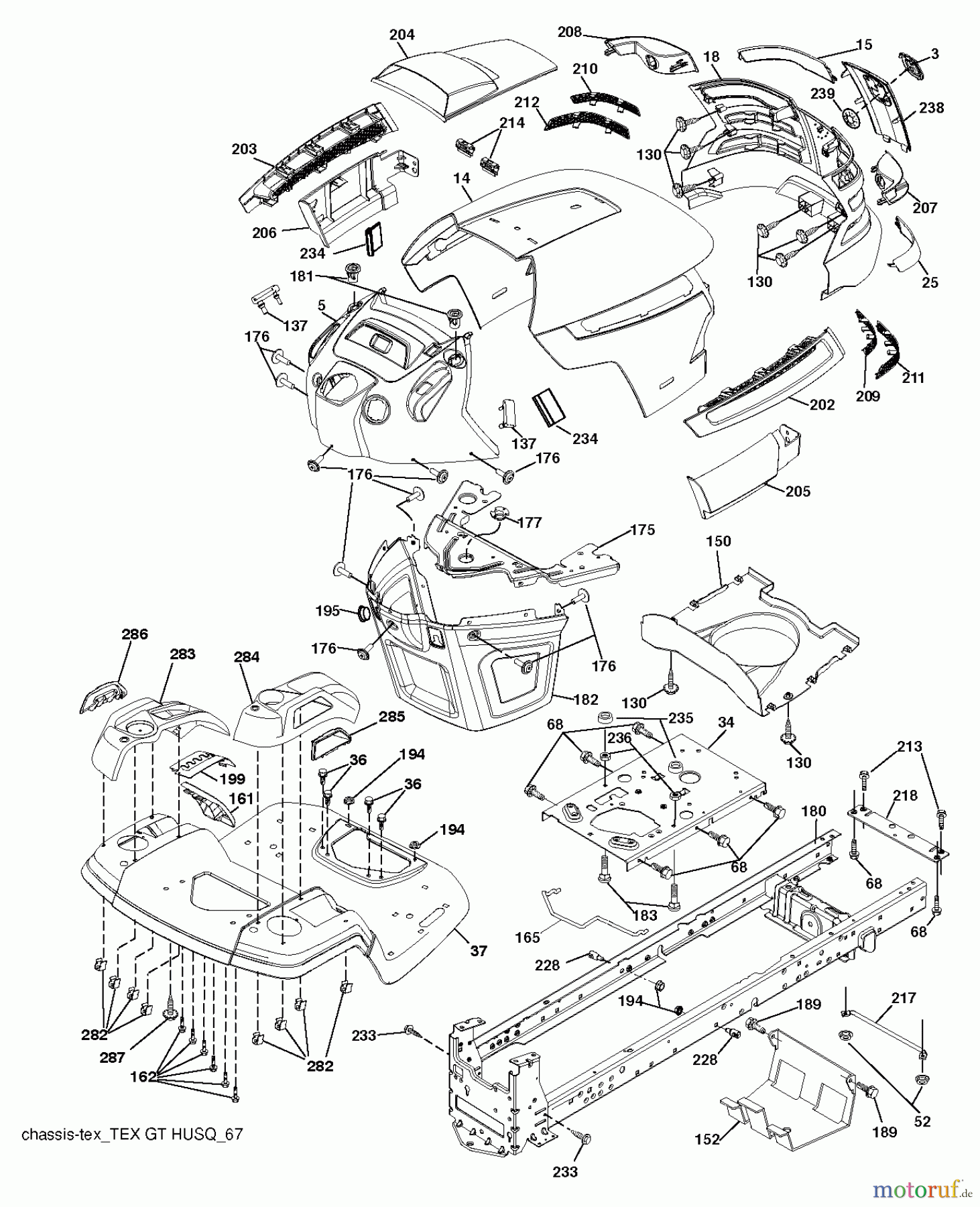 Husqvarna Rasen und Garten Traktoren YTH 23V48 (96043008601) - Husqvarna Yard Tractor (2010-07 & After) CHASSIS ENCLOSURES