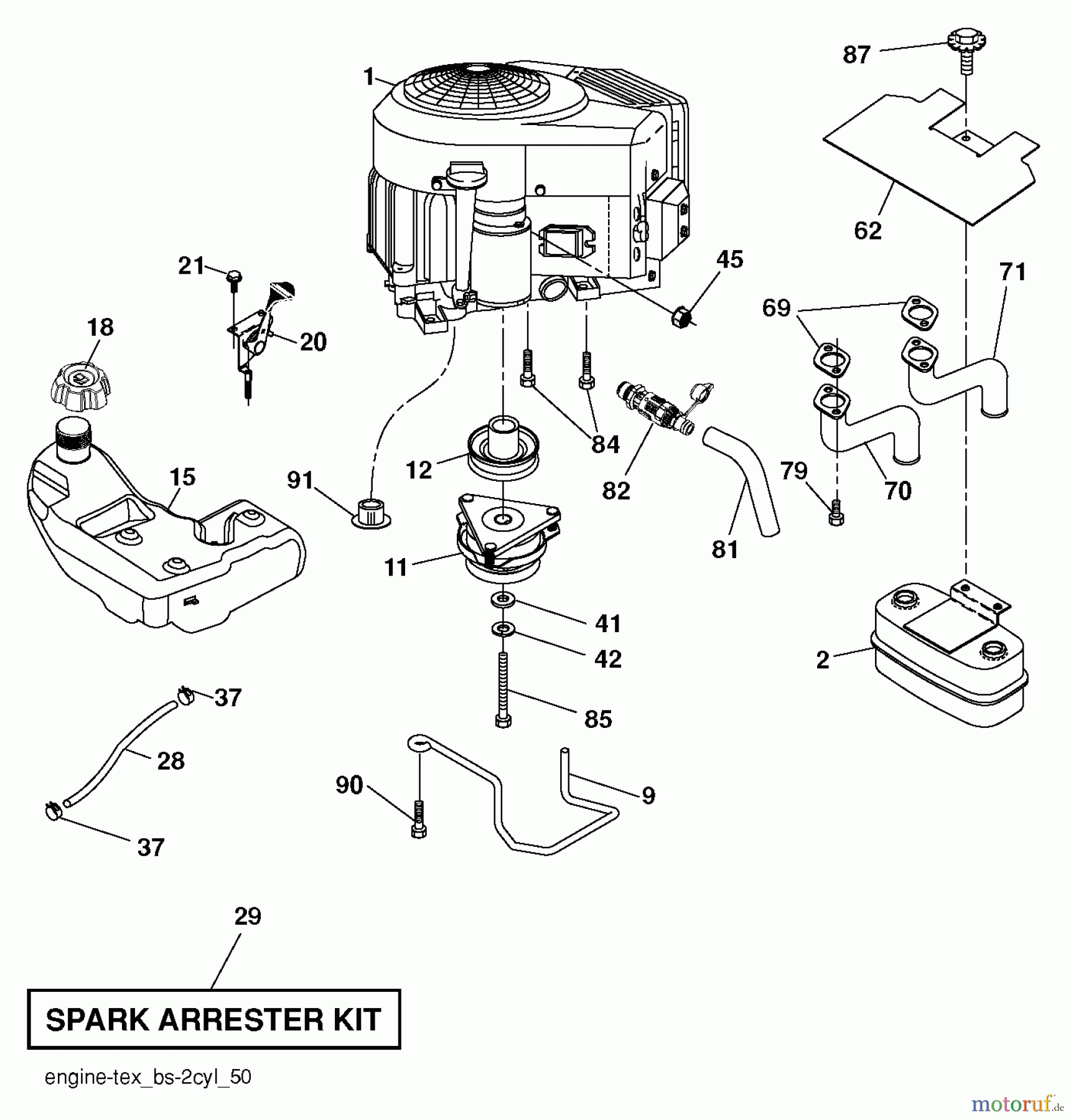 Husqvarna Rasen und Garten Traktoren YTH 23V48 (96043008601) - Husqvarna Yard Tractor (2010-07 & After) ENGINE
