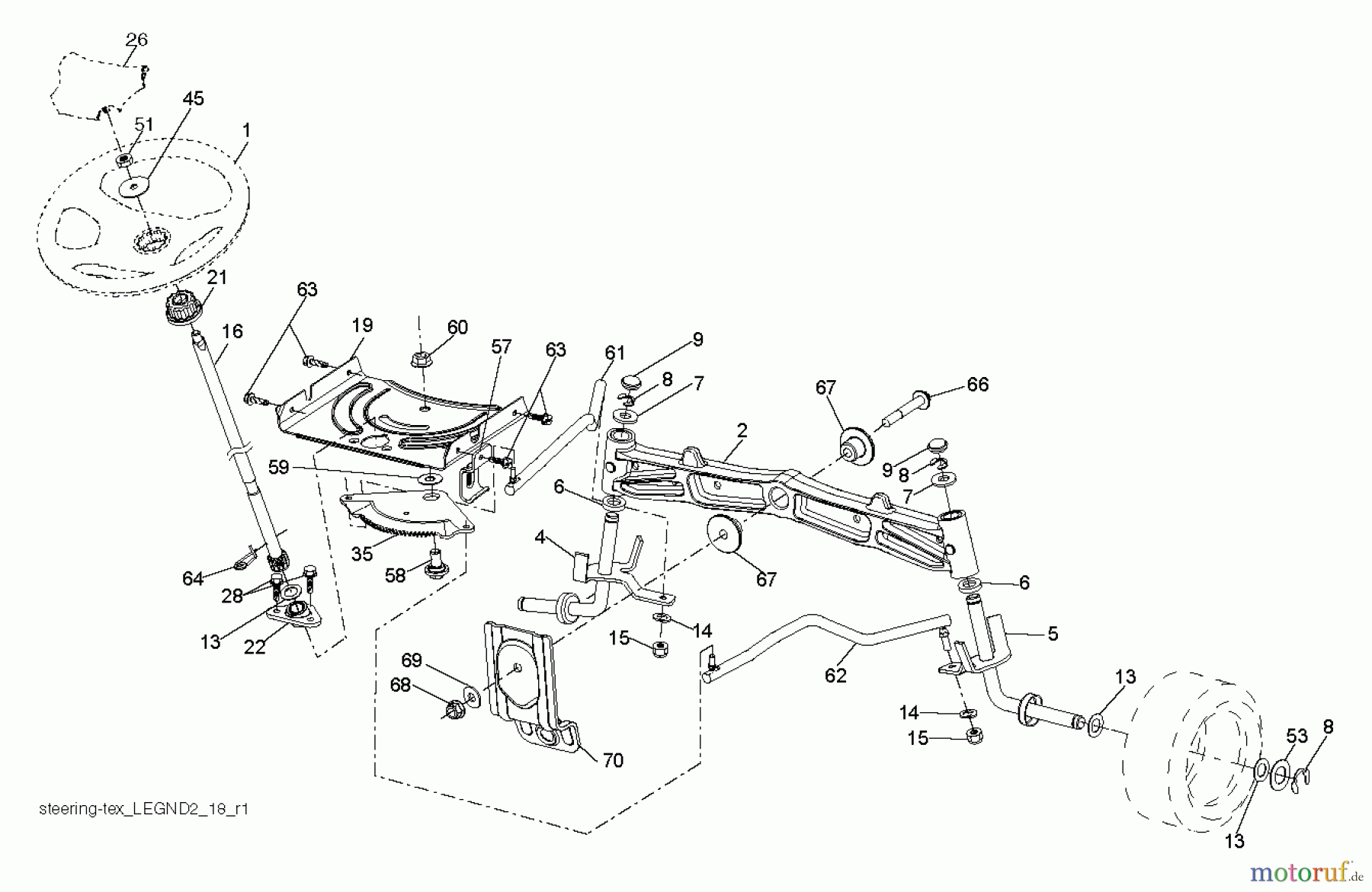 Husqvarna Rasen und Garten Traktoren YTH 23V48 (96043008601) - Husqvarna Yard Tractor (2010-07 & After) STEERING