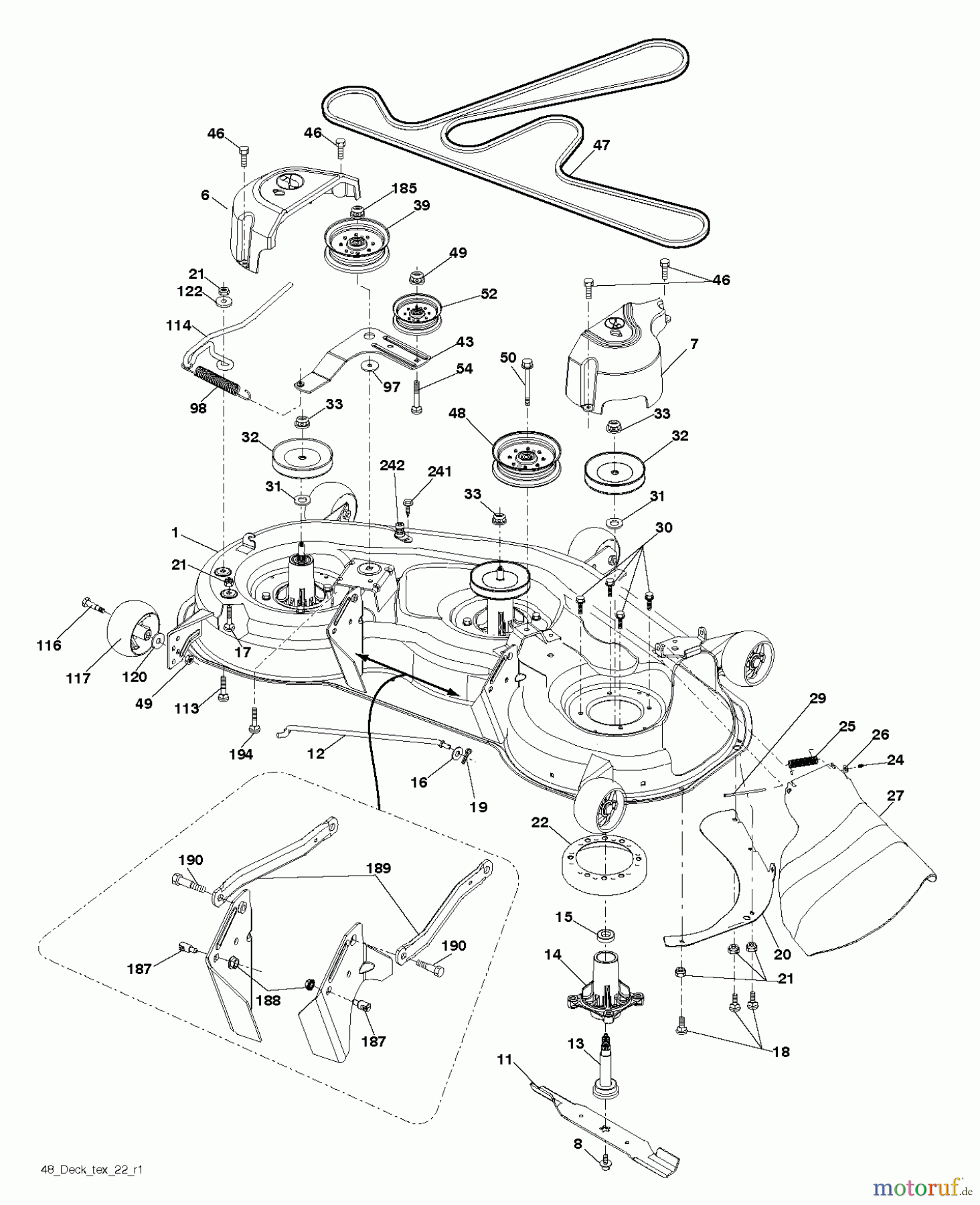 Husqvarna Rasen und Garten Traktoren YTH 23V48 (96043009600) - Husqvarna Yard Tractor (2012-02 & After) MOWER DECK / CUTTING DECK