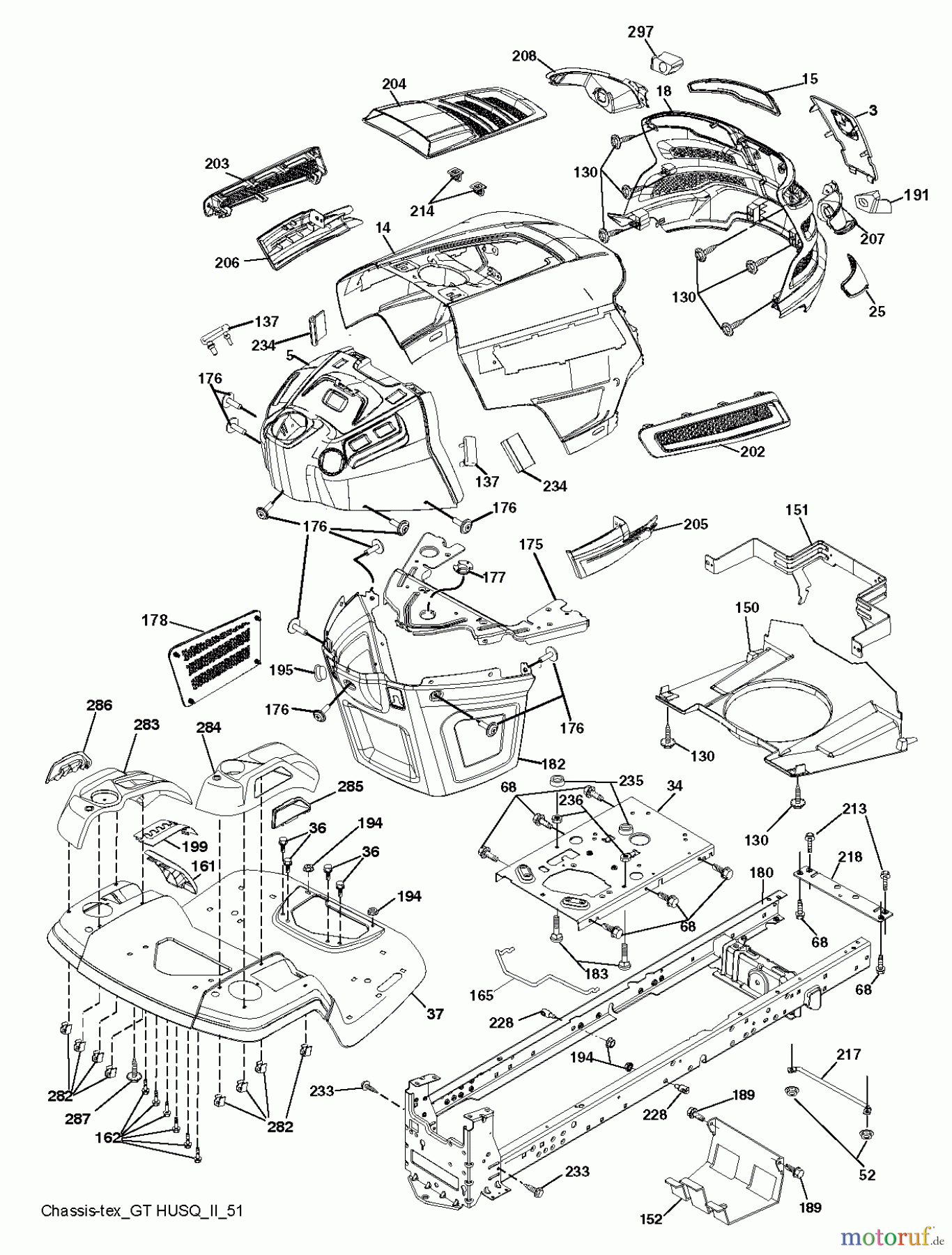 Husqvarna Rasen und Garten Traktoren YTH 23V48 (96043011002) - Husqvarna Yard Tractor (2011-06 & After) CHASSIS ENCLOSURES