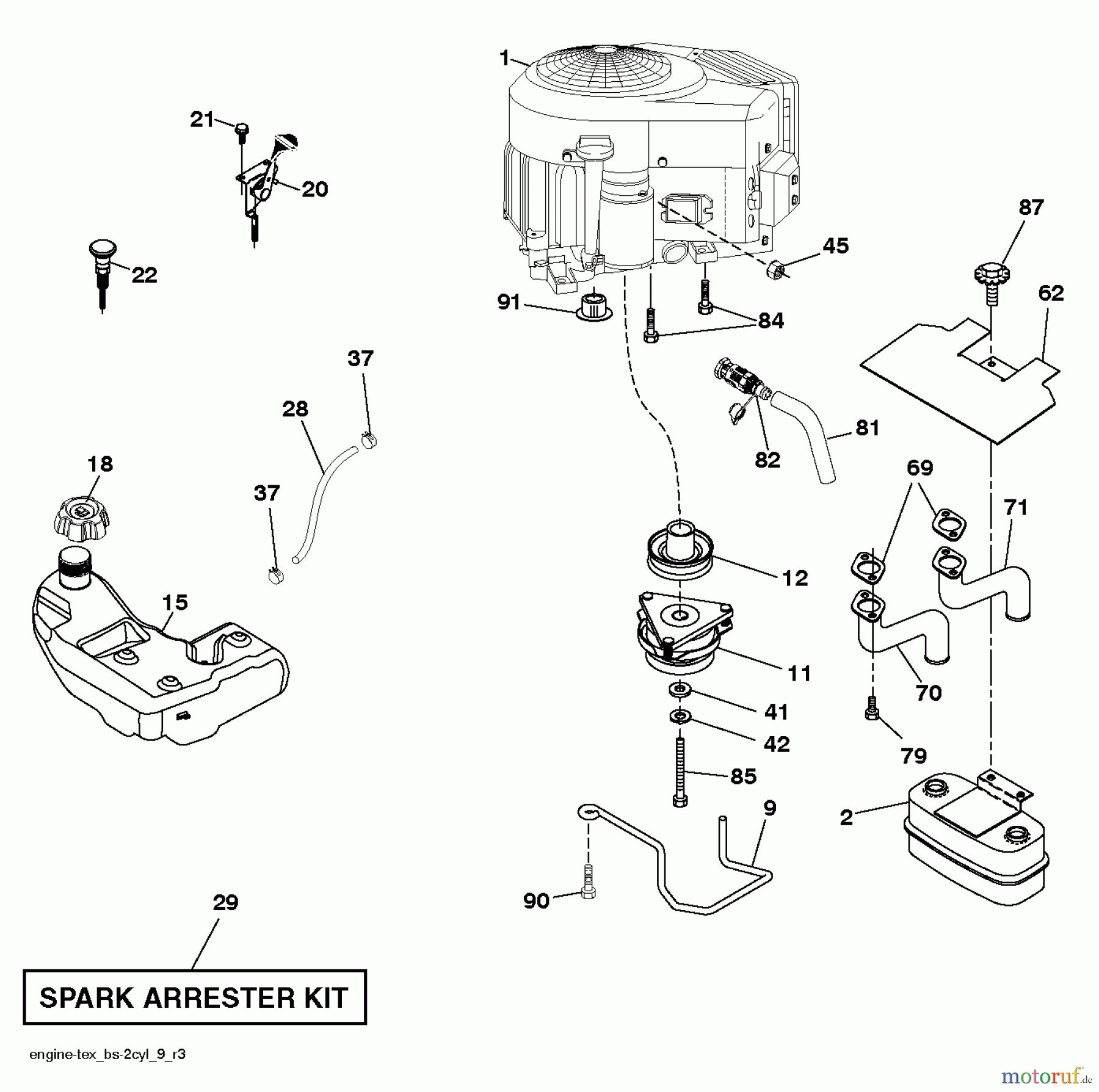 Husqvarna Rasen und Garten Traktoren YTH 23V48 (96043011002) - Husqvarna Yard Tractor (2011-06 & After) ENGINE