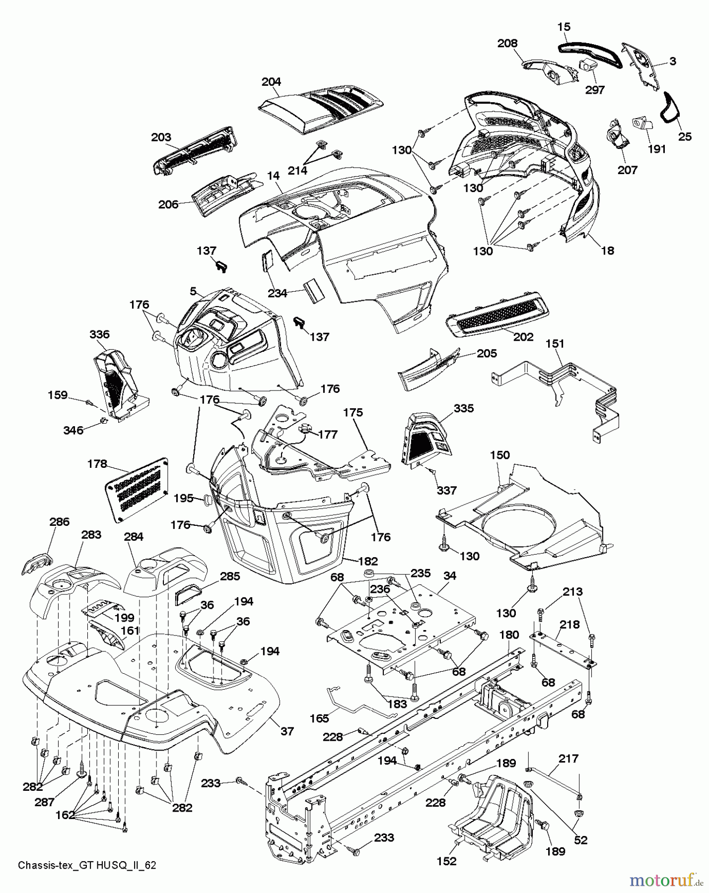 Husqvarna Rasen und Garten Traktoren YTH 23V48 (96043011003) - Husqvarna Yard Tractor (2011-08 & After) CHASSIS ENCLOSURES