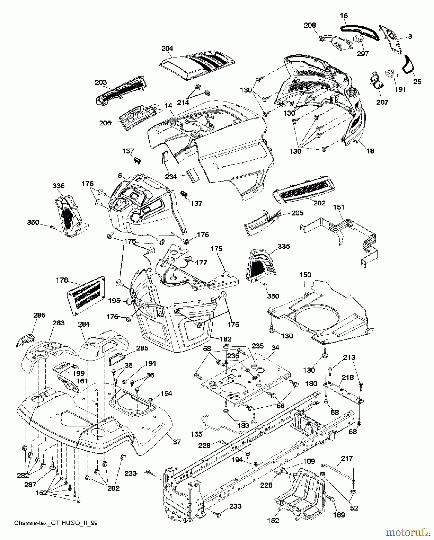 Husqvarna Rasen und Garten Traktoren YTH 23V48 (96043011005) - Husqvarna Yard Tractor (2012-12 & After) CHASSIS ENCLOSURES