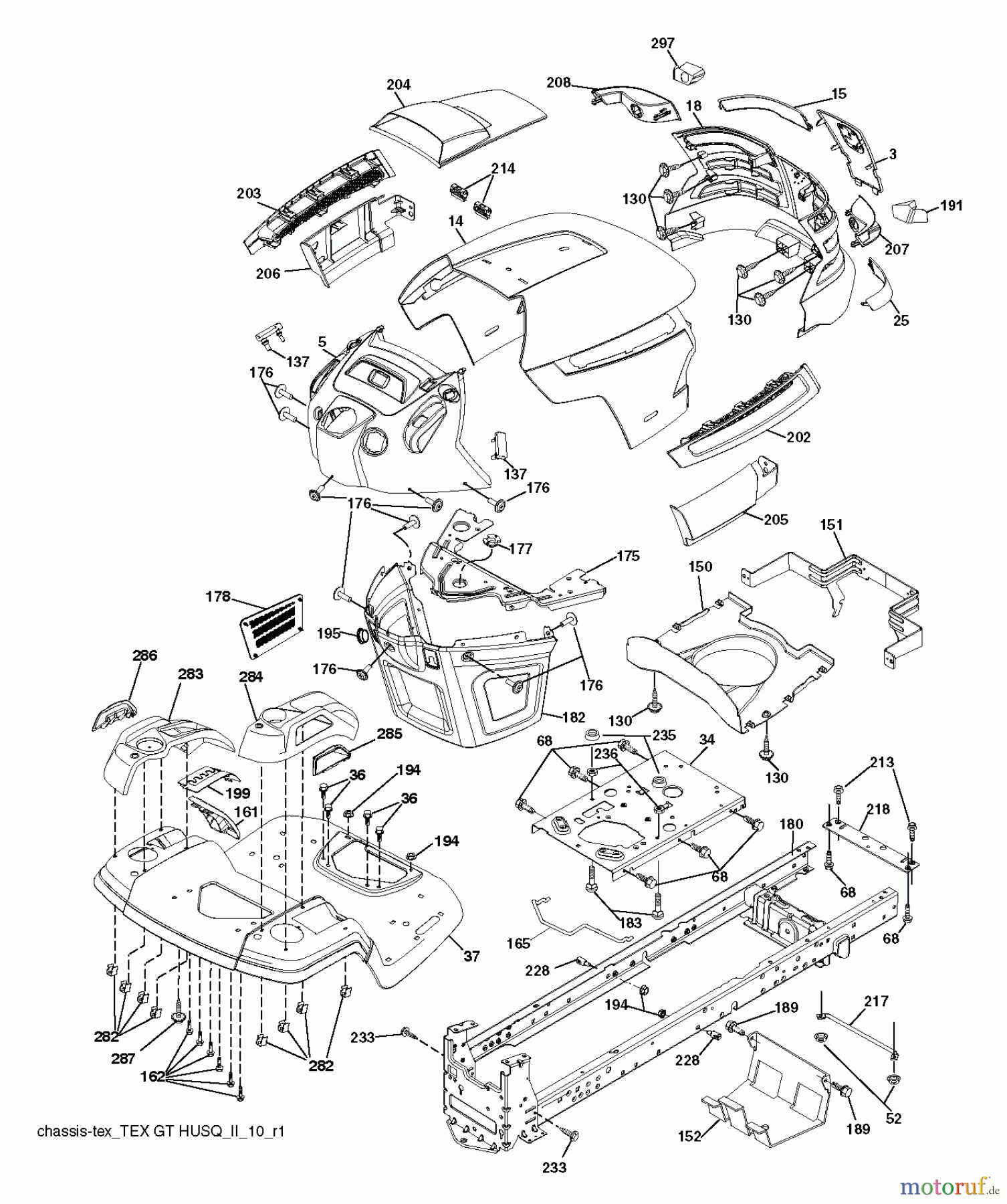 Husqvarna Rasen und Garten Traktoren YTH 23V48 (96043012500) - Husqvarna Yard Tractor (2010-01 & After) CHASSIS ENCLOSURES