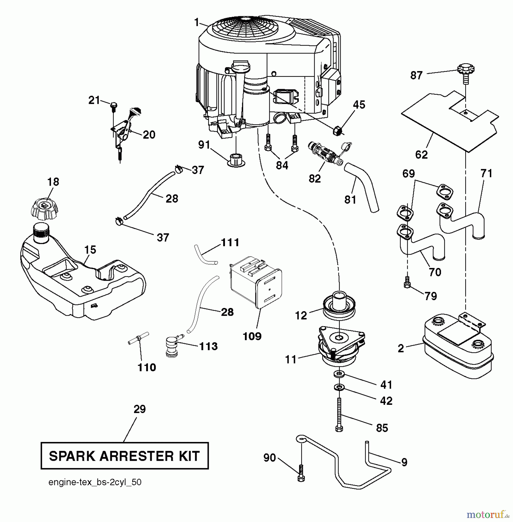 Husqvarna Rasen und Garten Traktoren YTH 23V48 (96043012503) - Husqvarna Yard Tractor (2012-09 & After) ENGINE