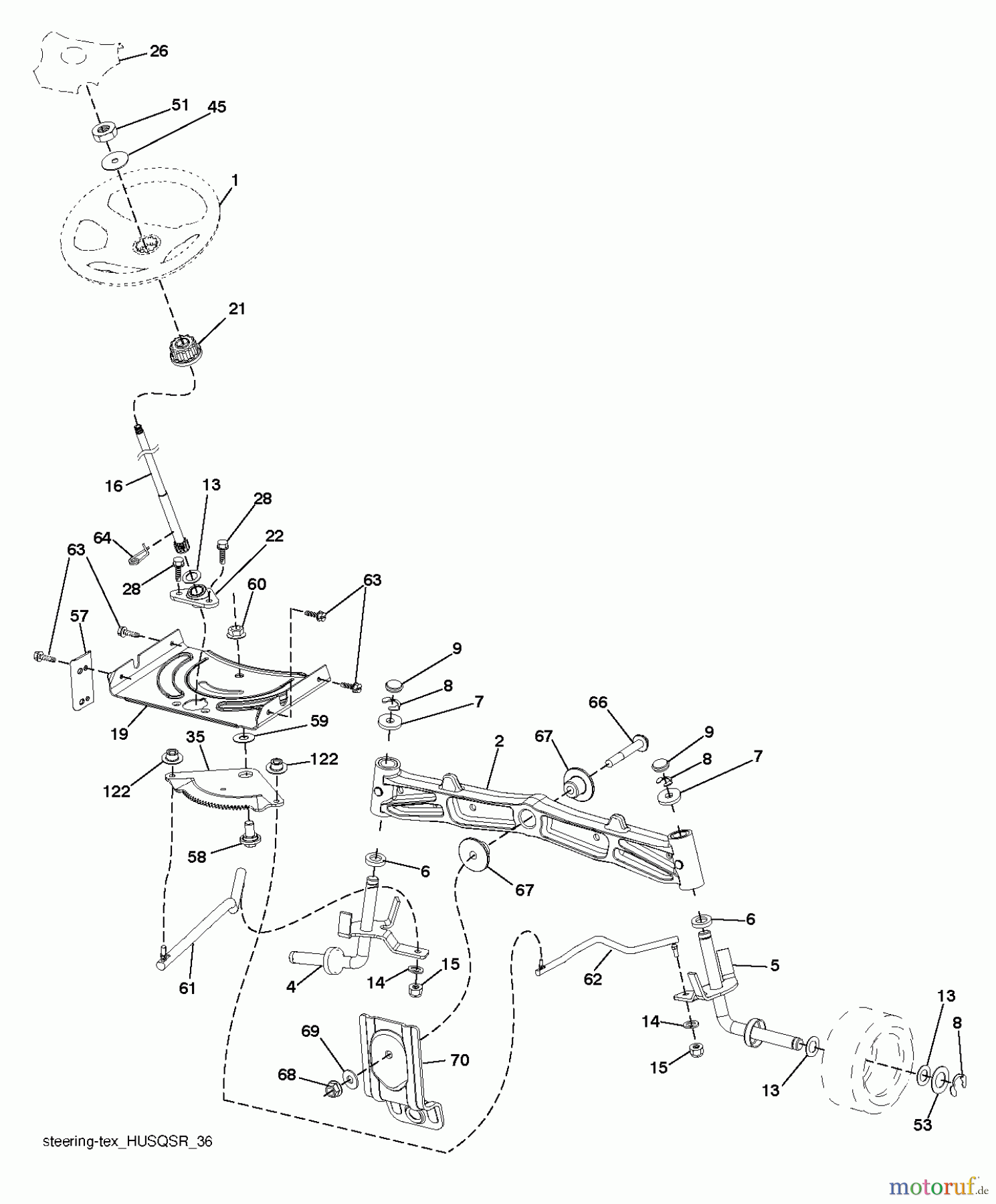 Husqvarna Rasen und Garten Traktoren YTH 23V48 (96043012503) - Husqvarna Yard Tractor (2012-09 & After) STEERING