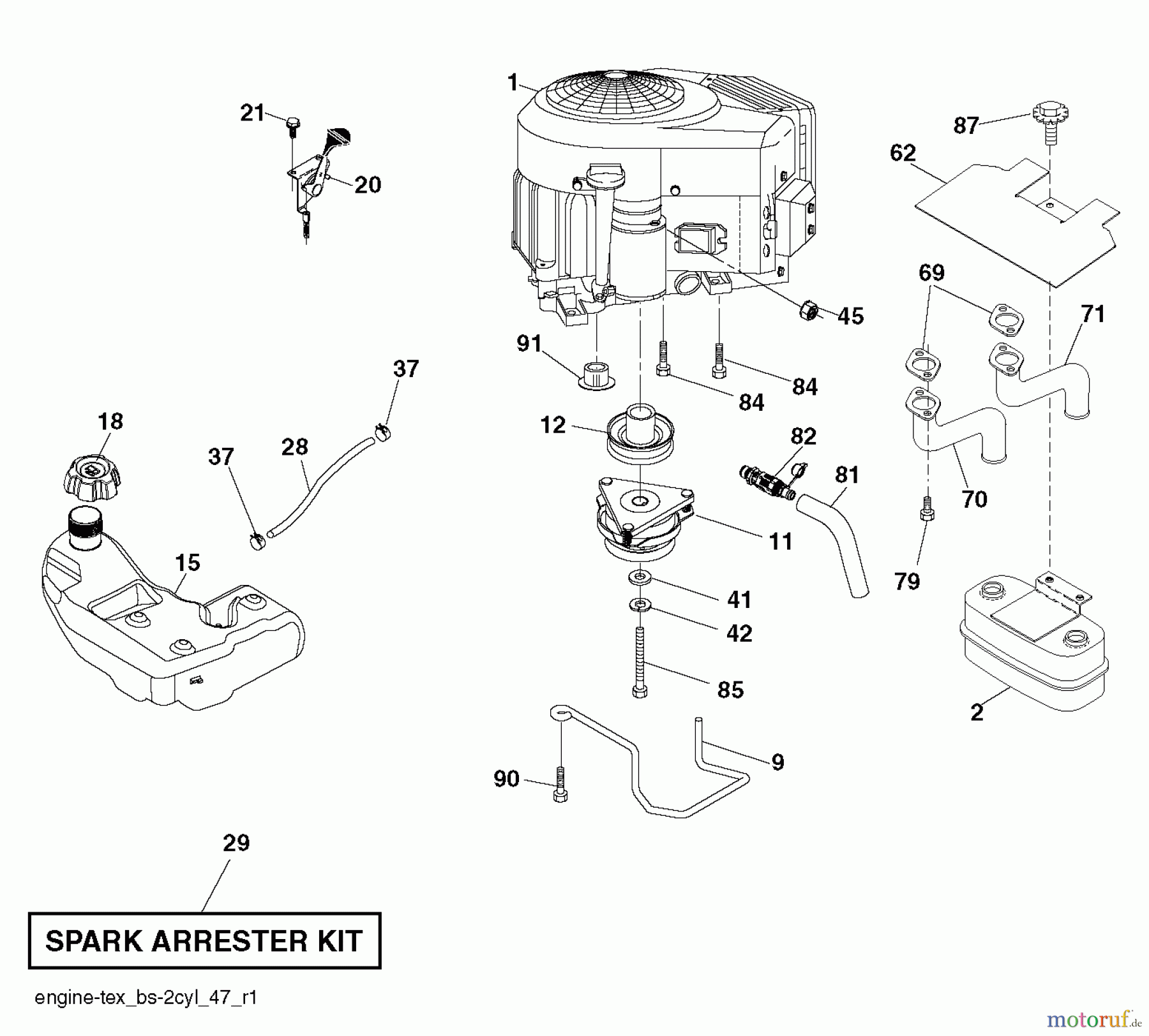 Husqvarna Rasen und Garten Traktoren YTH 23V48 (96043011005) - Husqvarna Yard Tractor (2012-12 & After) ENGINE
