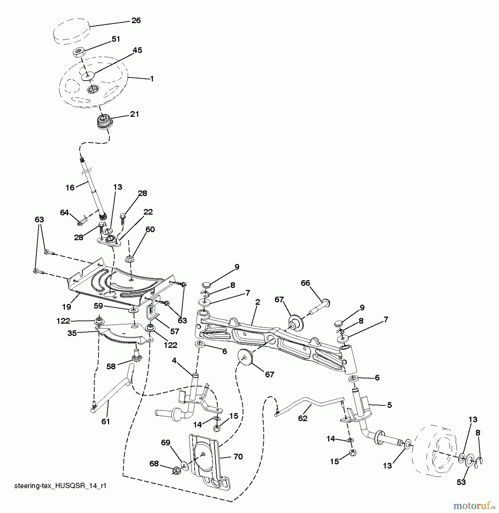 Husqvarna Rasen und Garten Traktoren YTH 23V48 (96043011004) - Husqvarna Yard Tractor (2012-08 & After) STEERING