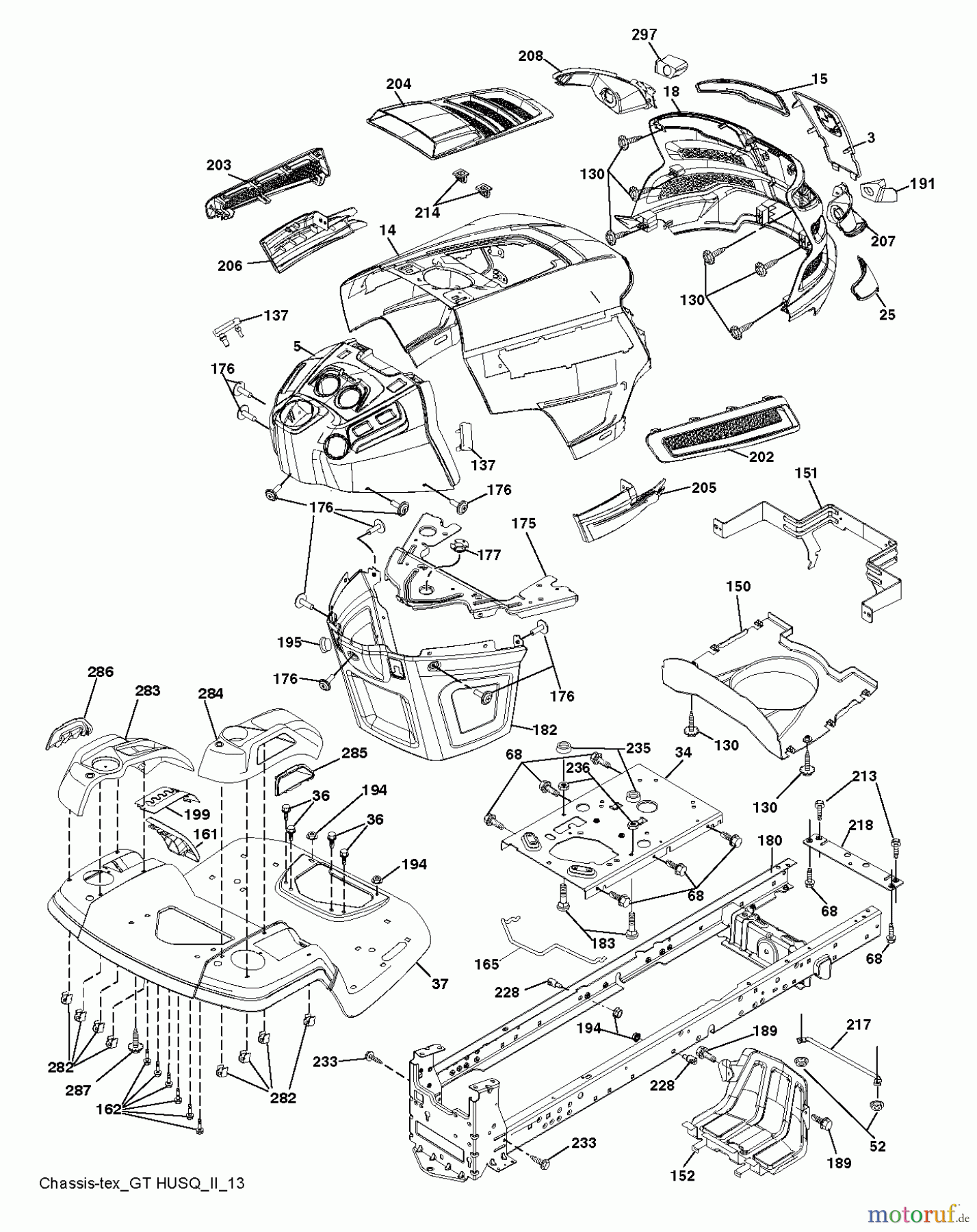 Husqvarna Rasen und Garten Traktoren YTH 23V48 (96048001000) - Husqvarna Yard Tractor (2010-10 & After) CHASSIS ENCLOSURES