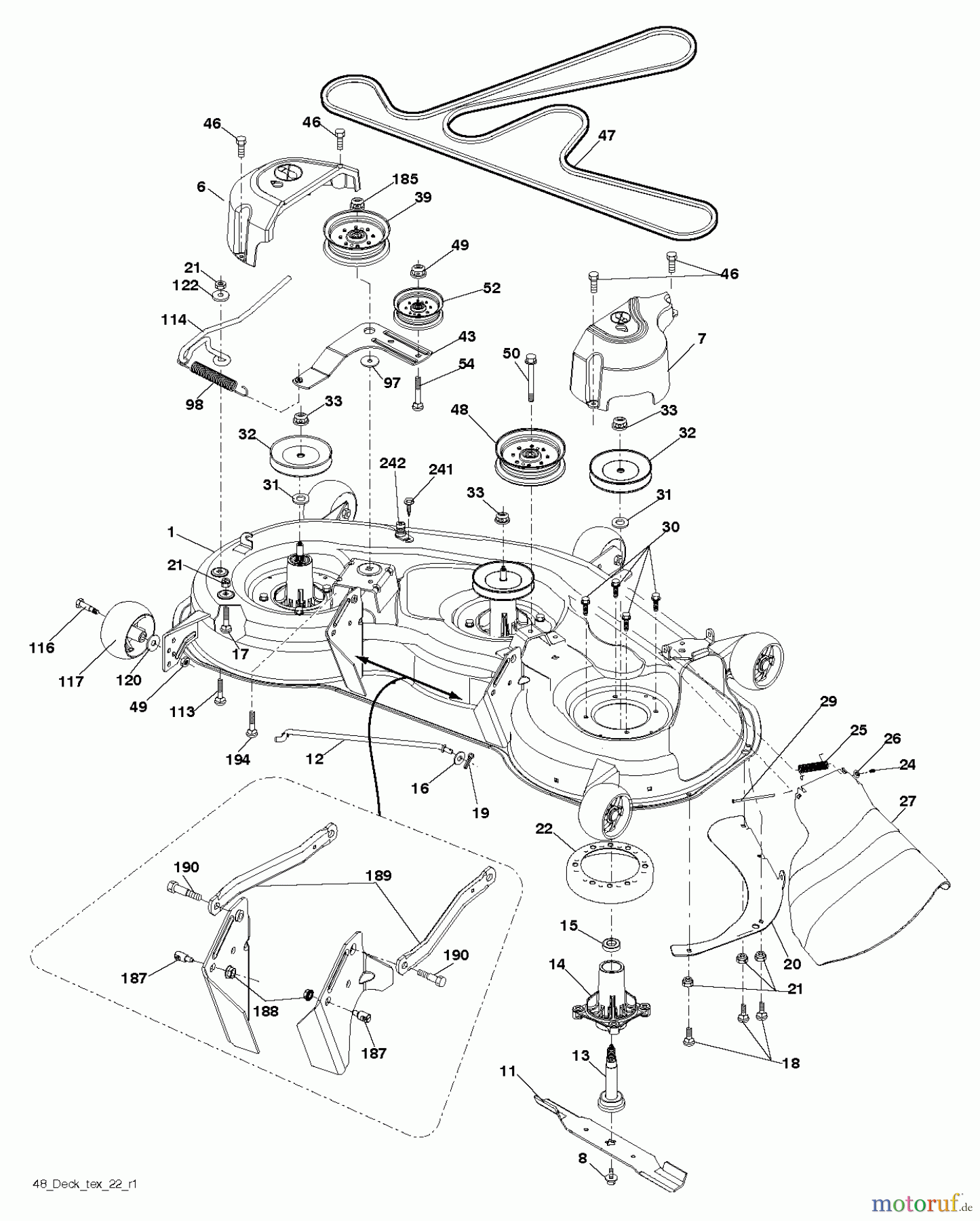Husqvarna Rasen und Garten Traktoren YTH 22K48 (96048003301) - Husqvarna Yard Tractor (2012-08 & After) MOWER DECK / CUTTING DECK