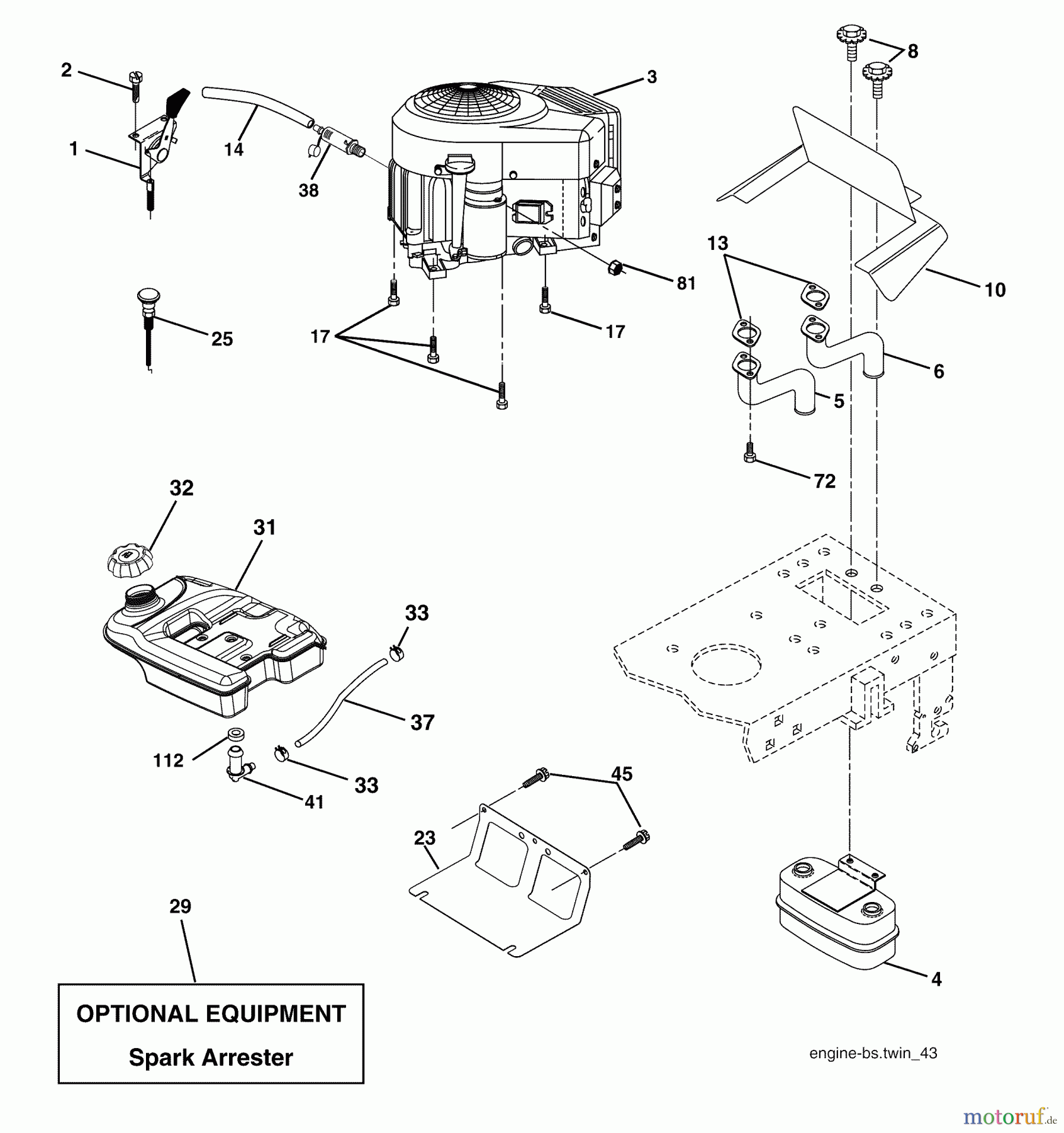 Husqvarna Rasen und Garten Traktoren YTH 2448 (960130007) (917.279081) - Husqvarna Yard Tractor (2005-08 & After) (Sears Craftsman) Engine