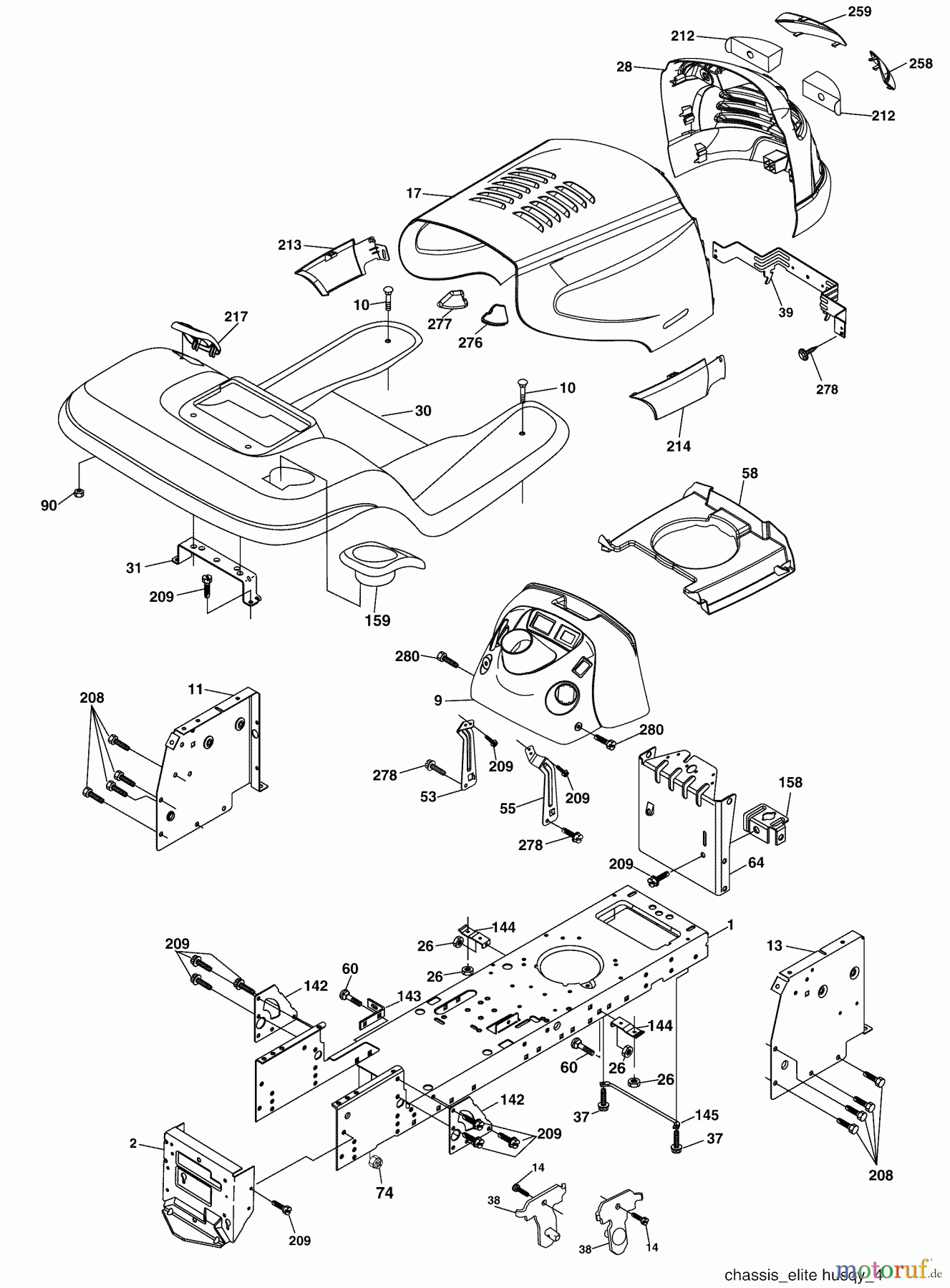 Husqvarna Rasen und Garten Traktoren YTH 2448 (96015000100) - Husqvarna Yard Tractor (2005-03 & After) Chassis/ Enclosures