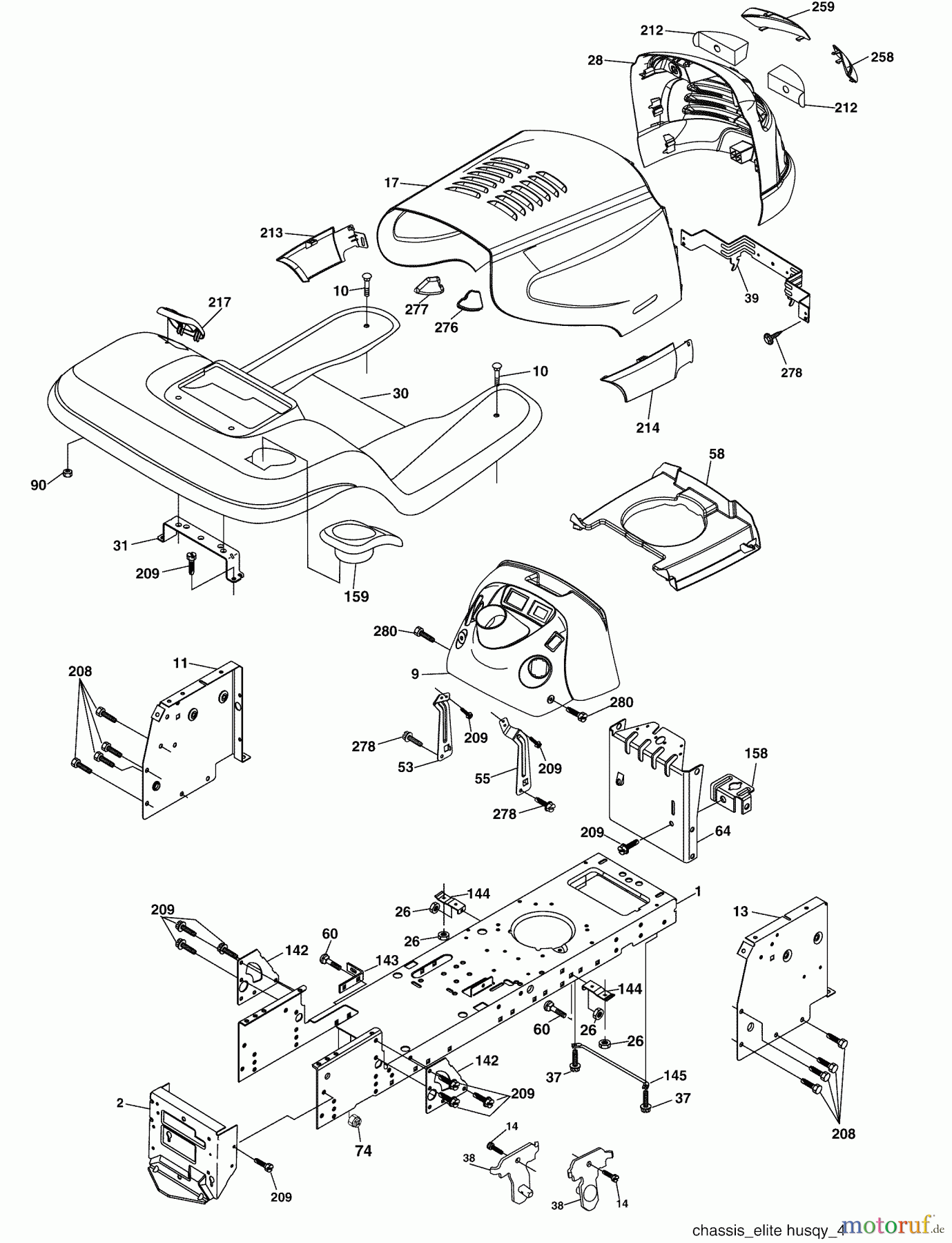  Husqvarna Rasen und Garten Traktoren YTH 2448 (96015000102) - Husqvarna Yard Tractor (2005-03 & After) Chassis/ Enclosures
