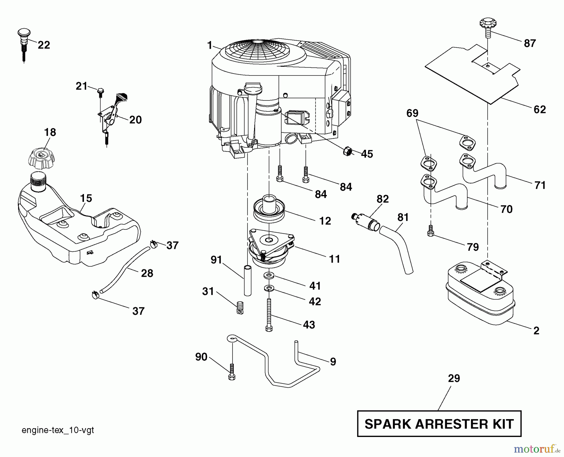 Husqvarna Rasen und Garten Traktoren YTH 2448T (96043000800) - Husqvarna Yard Tractor (2006-03 & After) Engine
