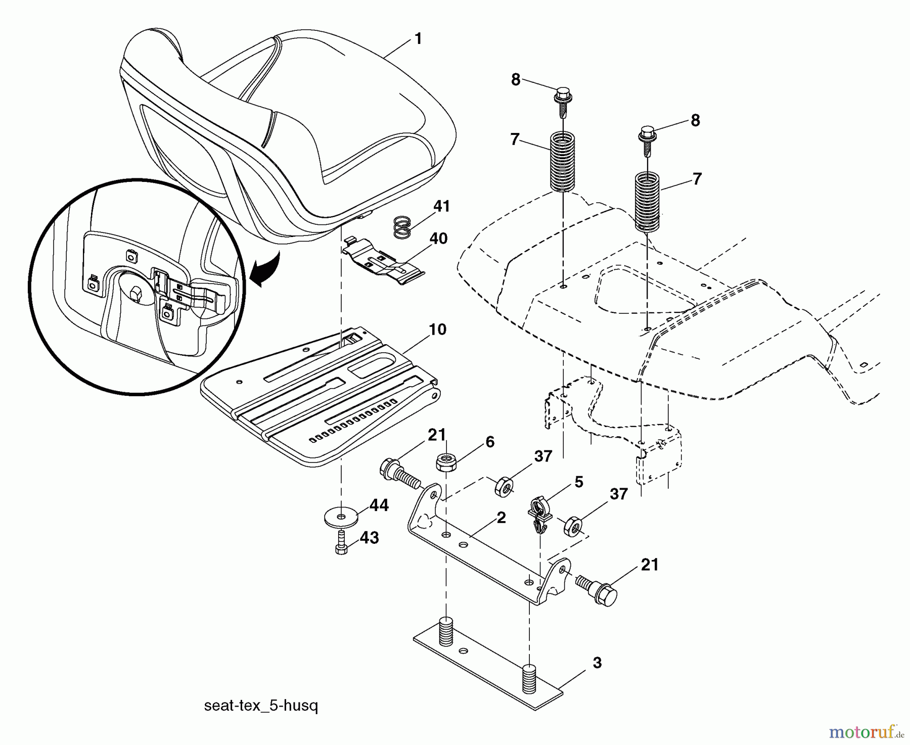 Husqvarna Rasen und Garten Traktoren YTH 2448T (96043000800) - Husqvarna Yard Tractor (2006-03 & After) Seat Assembly