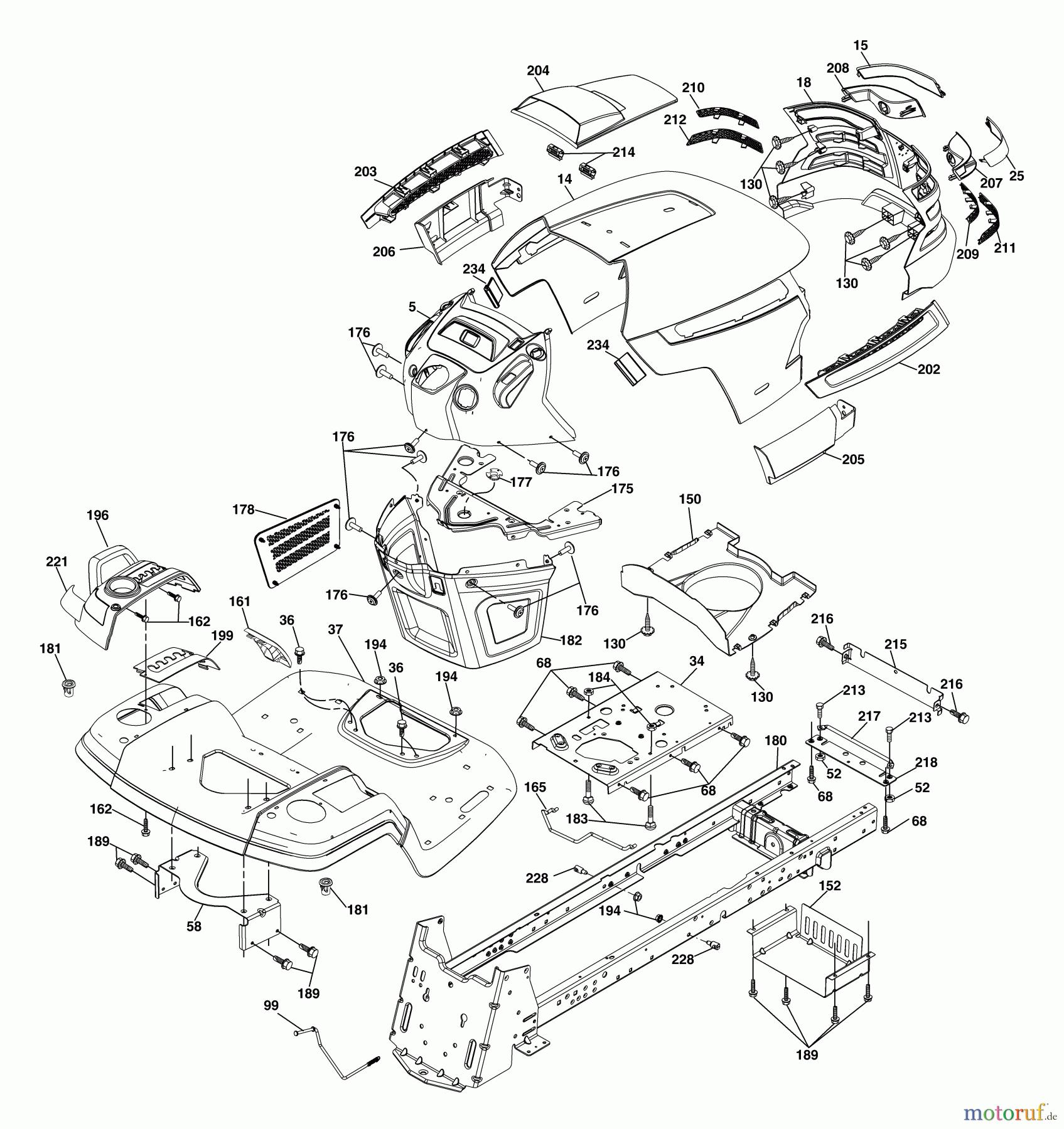 Husqvarna Rasen und Garten Traktoren YTH 2448T (96043000801) - Husqvarna Yard Tractor (2006-04 & After) Chassis
