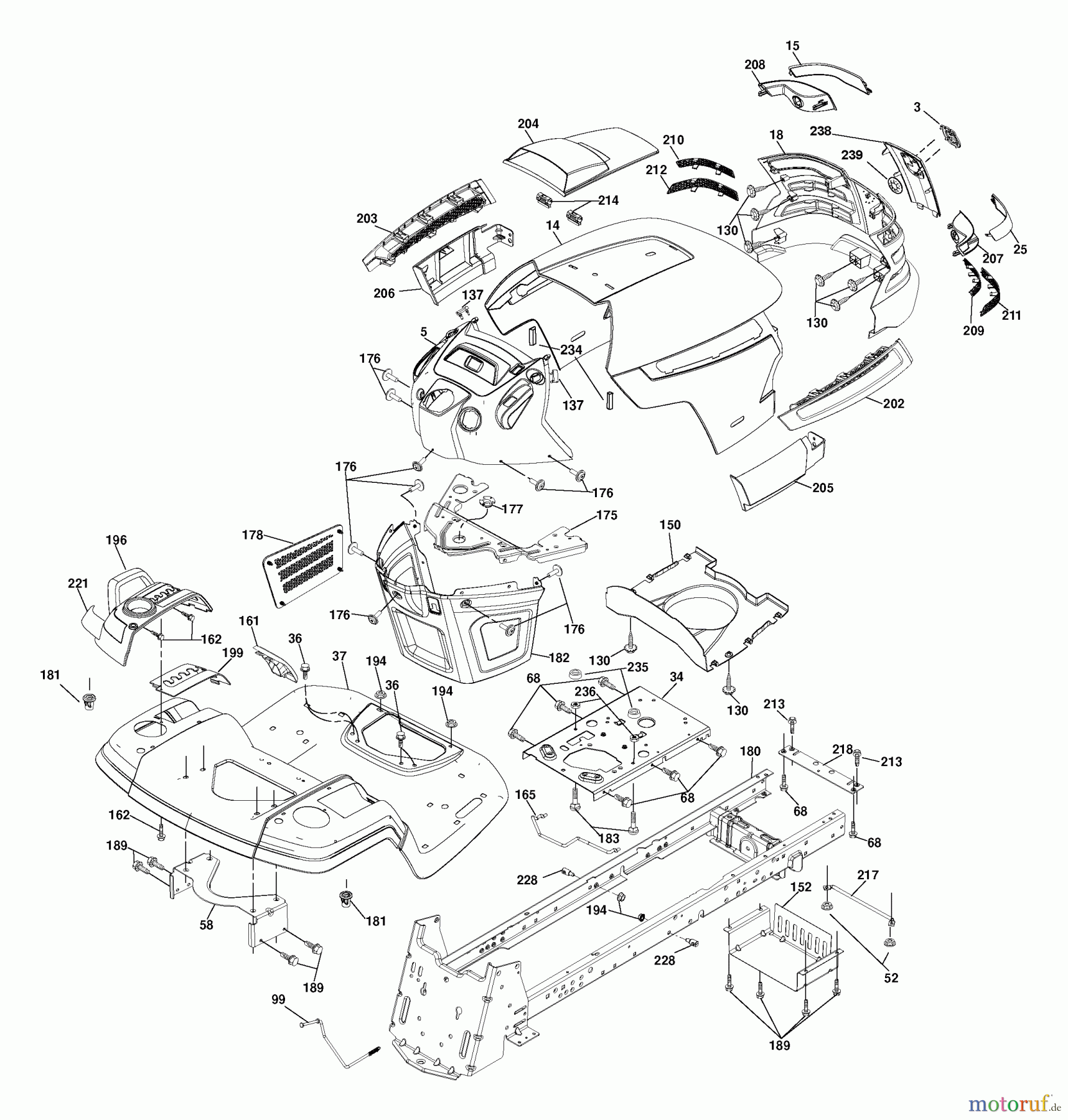 Husqvarna Rasen und Garten Traktoren YTH 2454 (96042004800) - Husqvarna Yard Tractor (2007-04 & After) Chassis