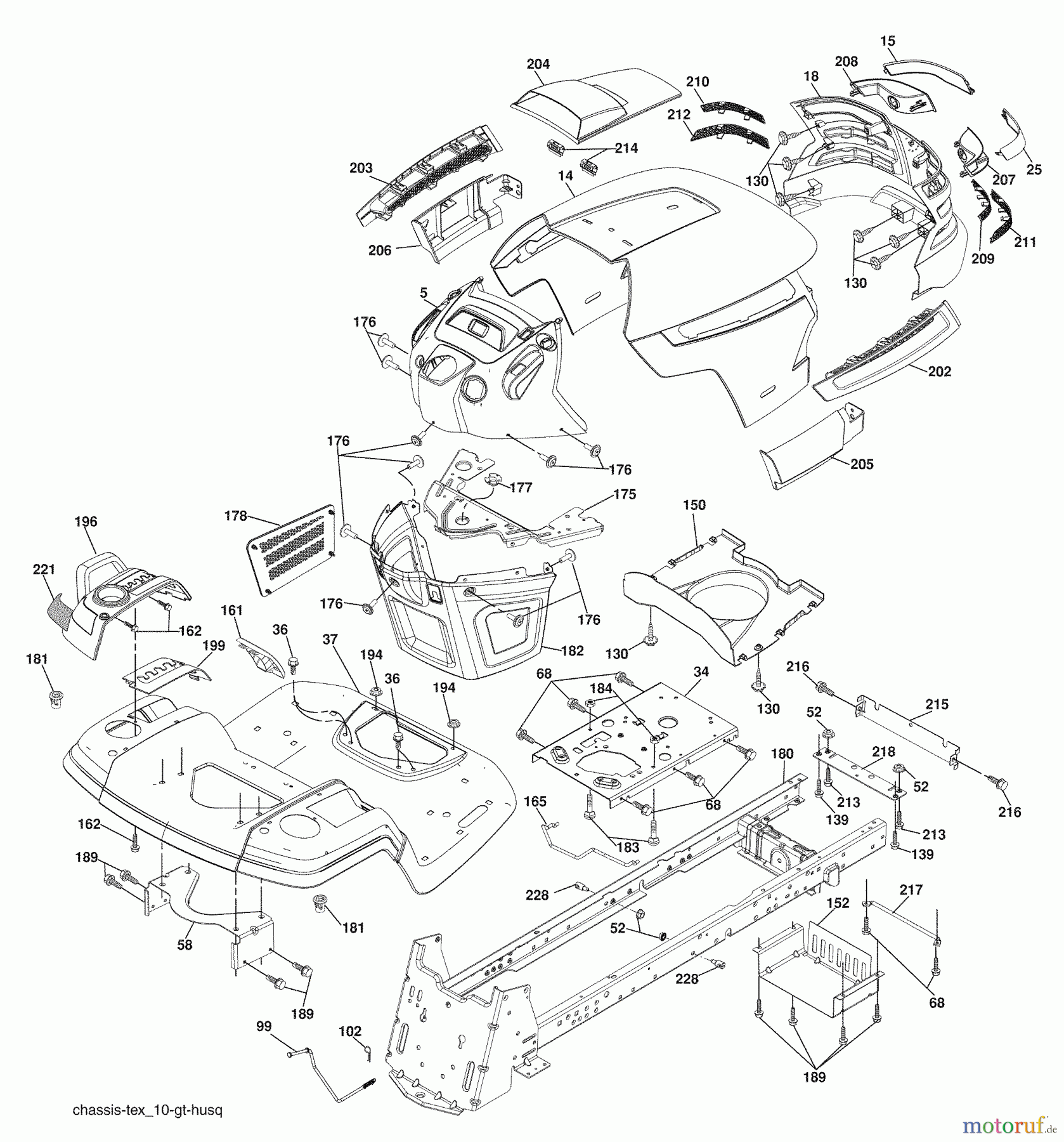 Husqvarna Rasen und Garten Traktoren YTH 2454 (96043002204) - Husqvarna Yard Tractor (2006-09 & After) Chassis