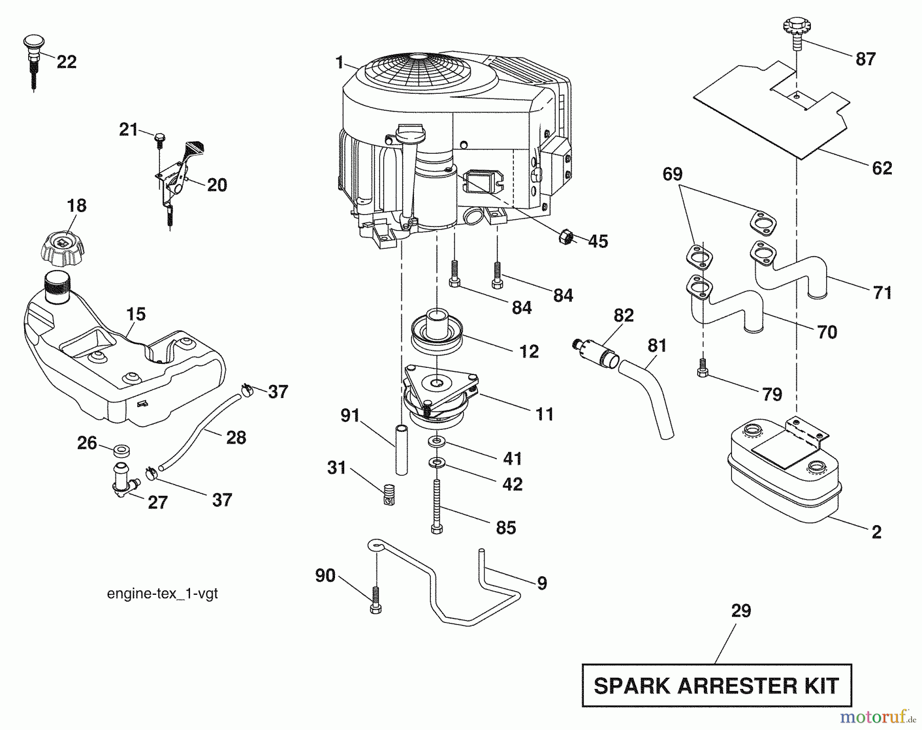 Husqvarna Rasen und Garten Traktoren YTH 2454 (96043002204) - Husqvarna Yard Tractor (2006-09 & After) Engine