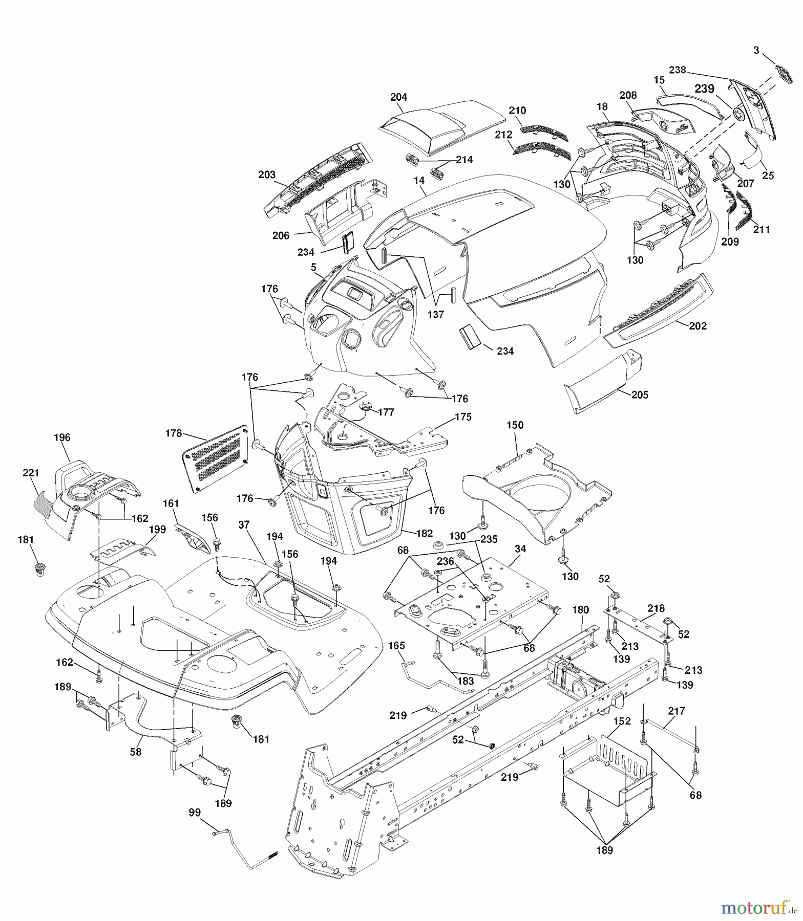 Husqvarna Rasen und Garten Traktoren YTH 2454 (96043003400) - Husqvarna Yard Tractor (2006-12 & After) Chassis