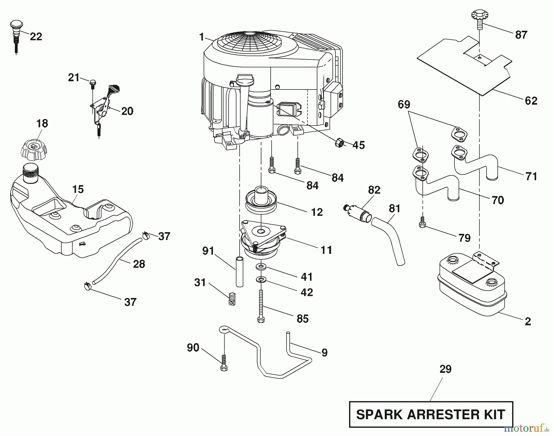 Husqvarna Rasen und Garten Traktoren YTH 2454 (96043003400) - Husqvarna Yard Tractor (2006-12 & After) Engine