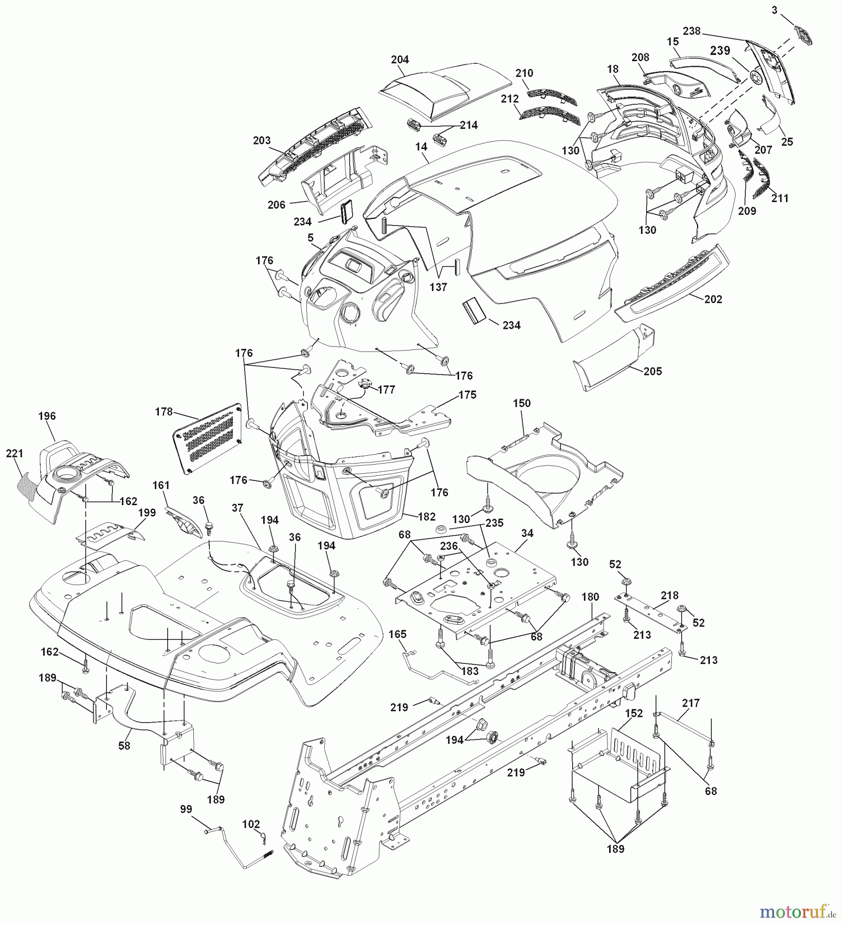 Husqvarna Rasen und Garten Traktoren YTH 2454 (96043003401) - Husqvarna Yard Tractor (2006-12 & After) Chassis