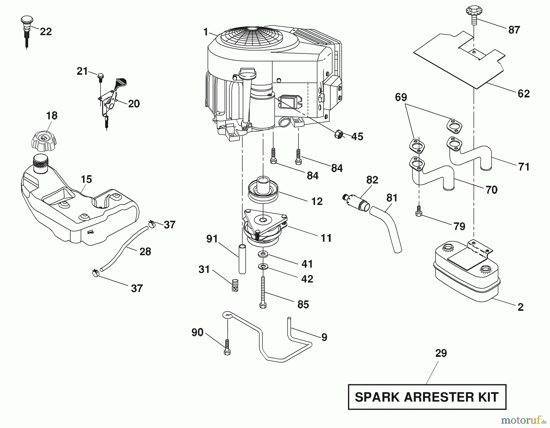 Husqvarna Rasen und Garten Traktoren YTH 2454 (96043003401) - Husqvarna Yard Tractor (2006-12 & After) Engine