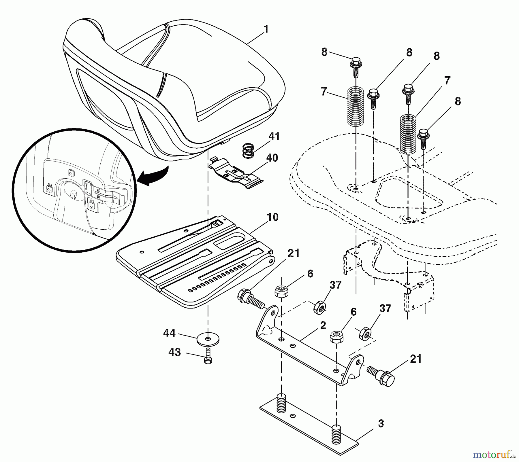 Husqvarna Rasen und Garten Traktoren YTH 2454 (96043003402) - Husqvarna Yard Tractor (2008-02 & After) Seat Assembly