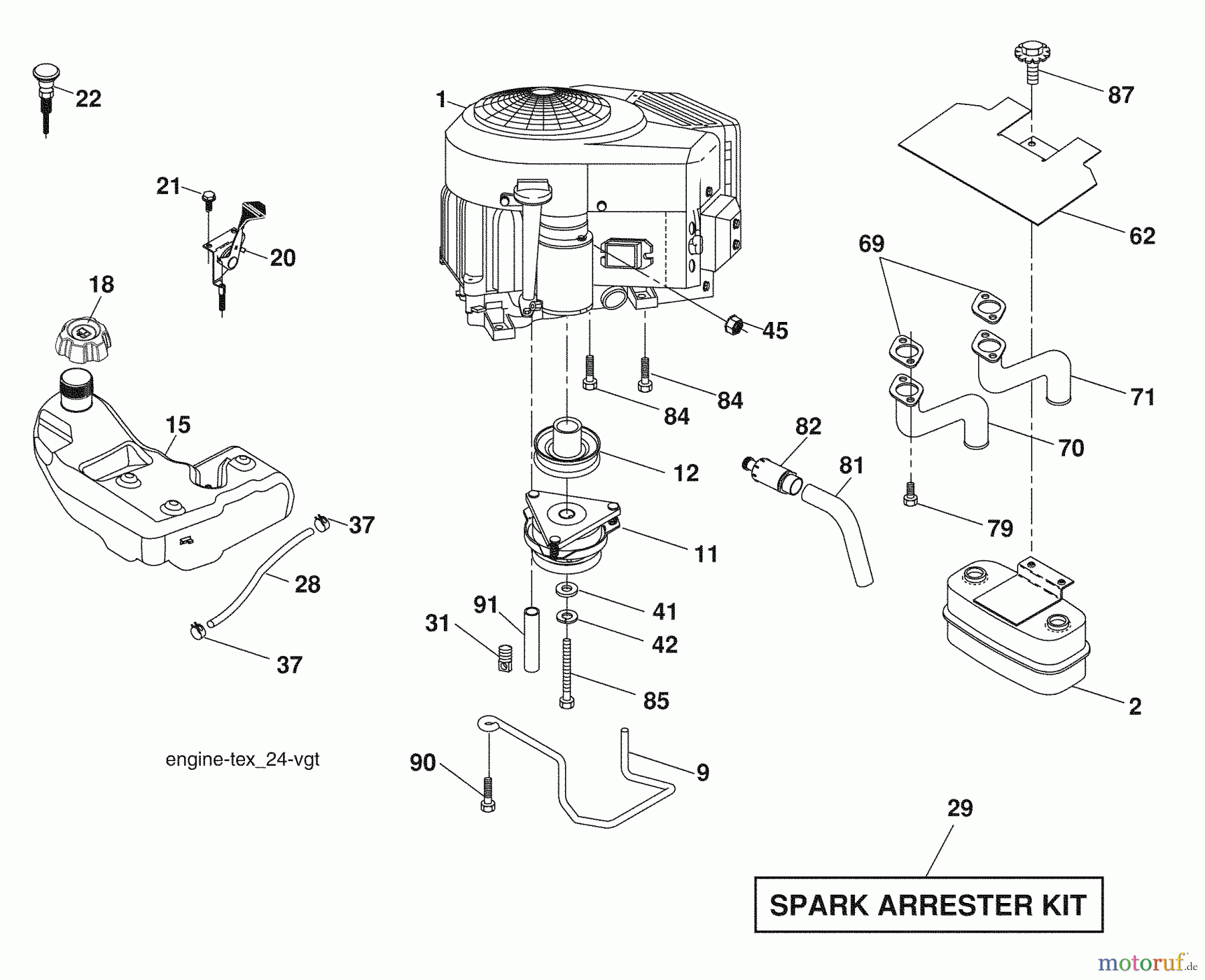 Husqvarna Rasen und Garten Traktoren YTH 2454 (96043005300) - Husqvarna Yard Tractor (2007-12 & After) Engine