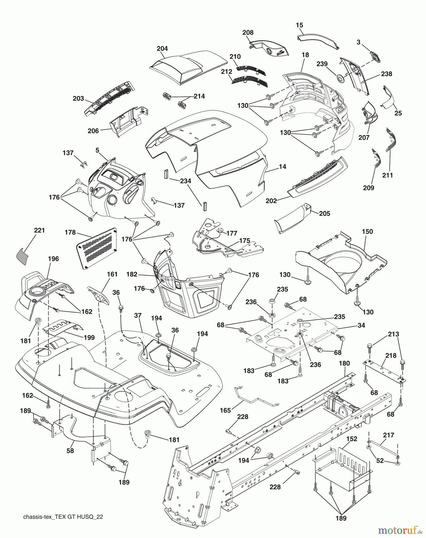 Husqvarna Rasen und Garten Traktoren YTH 2454 (96043005301) - Husqvarna Yard Tractor (2008-09 & After) Chassis