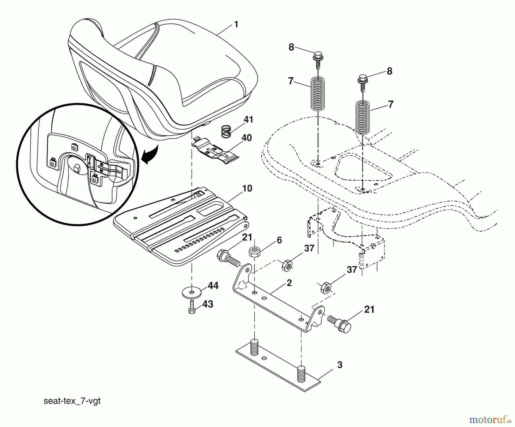 Husqvarna Rasen und Garten Traktoren YTH 2454 (96043005301) - Husqvarna Yard Tractor (2008-09 & After) Seat Assembly