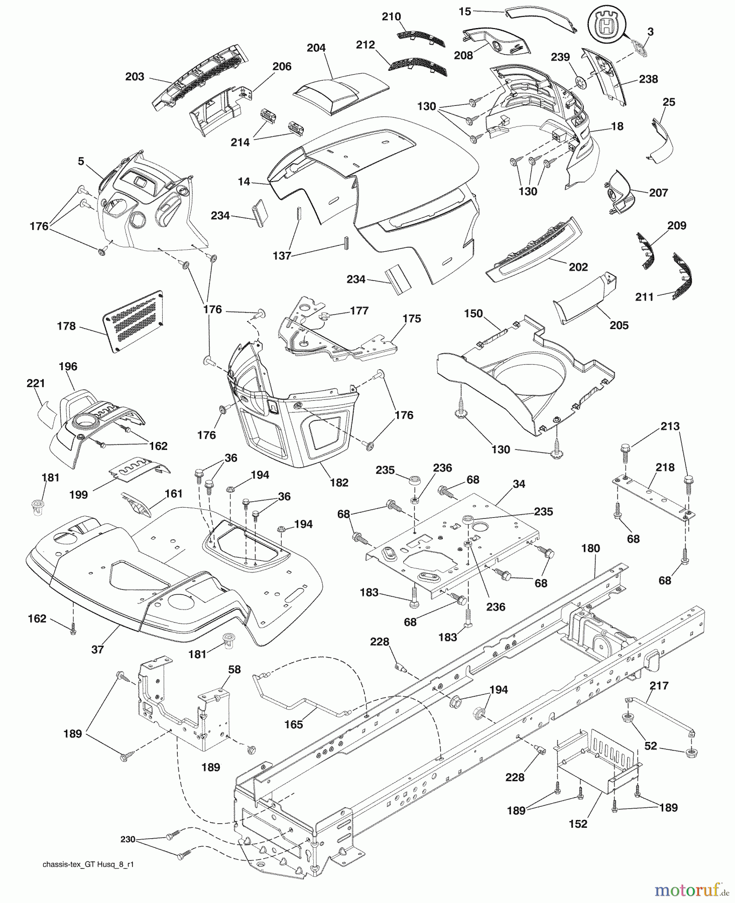 Husqvarna Rasen und Garten Traktoren YTH 2454 (96043006000) - Husqvarna Yard Tractor (2008-12 & After) Chassis