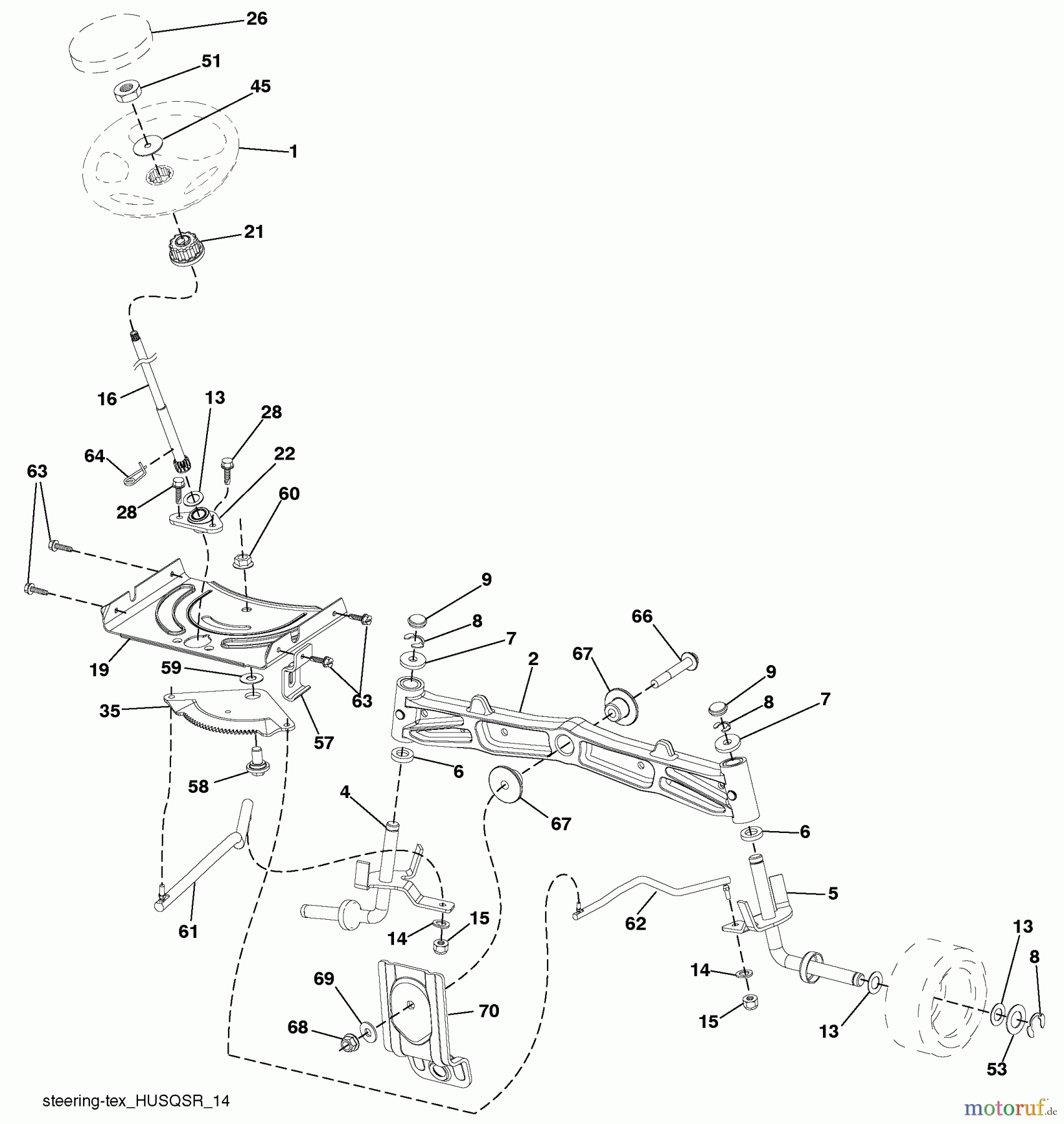 Husqvarna Rasen und Garten Traktoren YTH 2454 (96043009300) - Husqvarna Yard Tractor (2010-02 & After) Steering Assembly