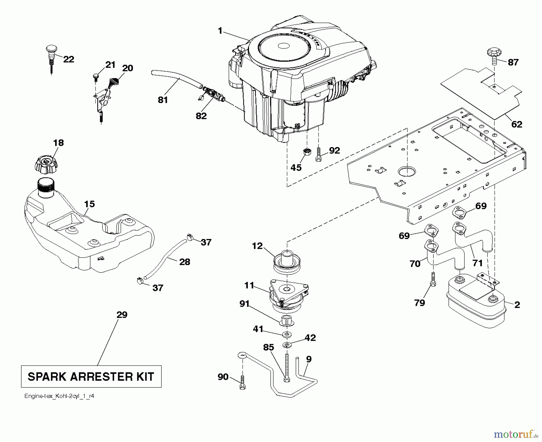 Husqvarna Rasen und Garten Traktoren YTH 24K48 (96043014001) - Husqvarna Yard Tractor (2012-10 & After) ENGINE