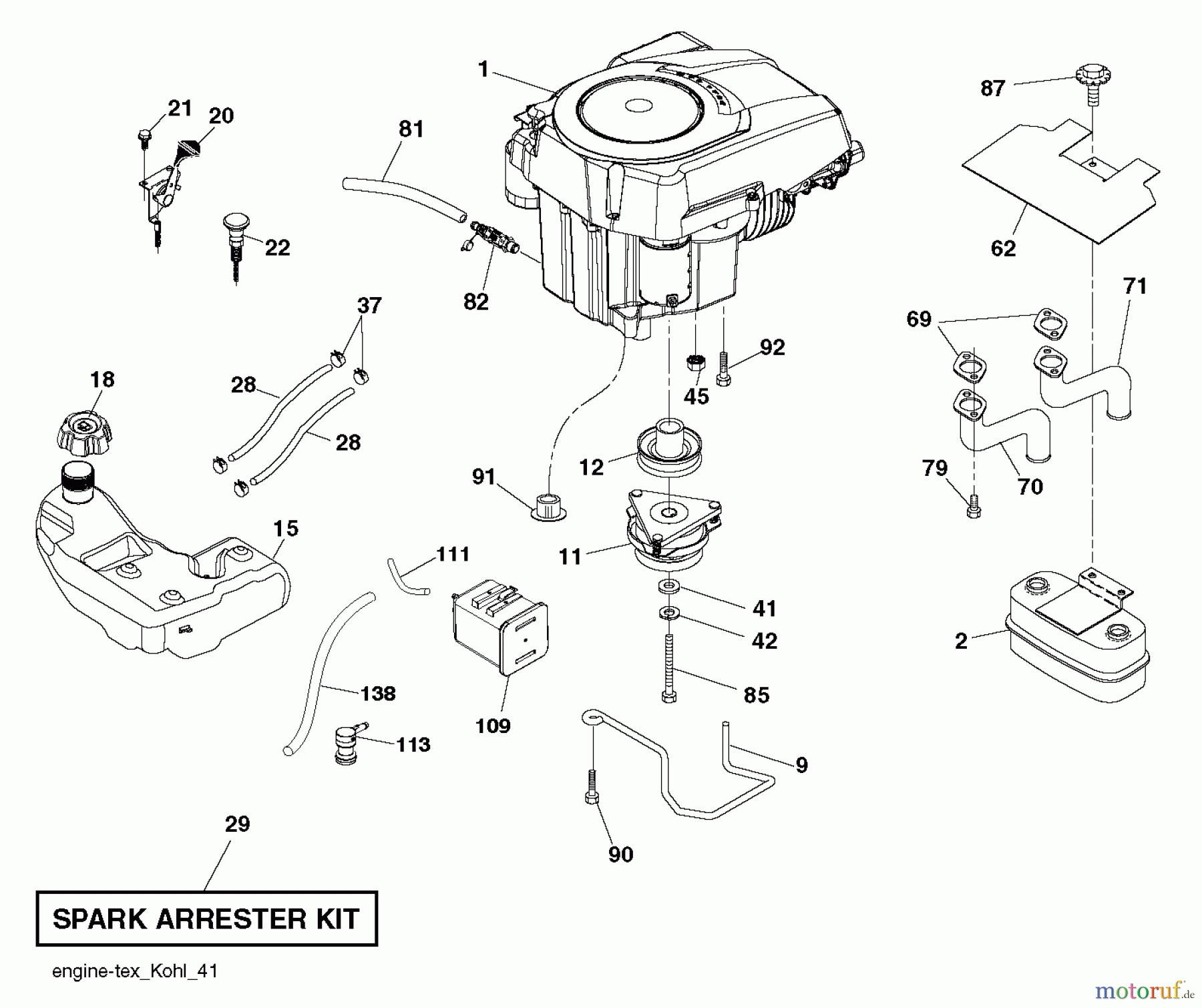Husqvarna Rasen und Garten Traktoren YTH 24K48 (96043014100) - Husqvarna Yard Tractor (2011-09 & After) ENGINE
