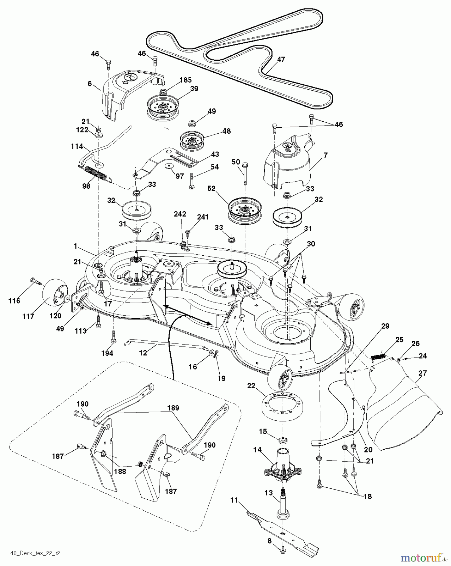 Husqvarna Rasen und Garten Traktoren YTH 24K48 (96043014100) - Husqvarna Yard Tractor (2011-09 & After) MOWER DECK / CUTTING DECK