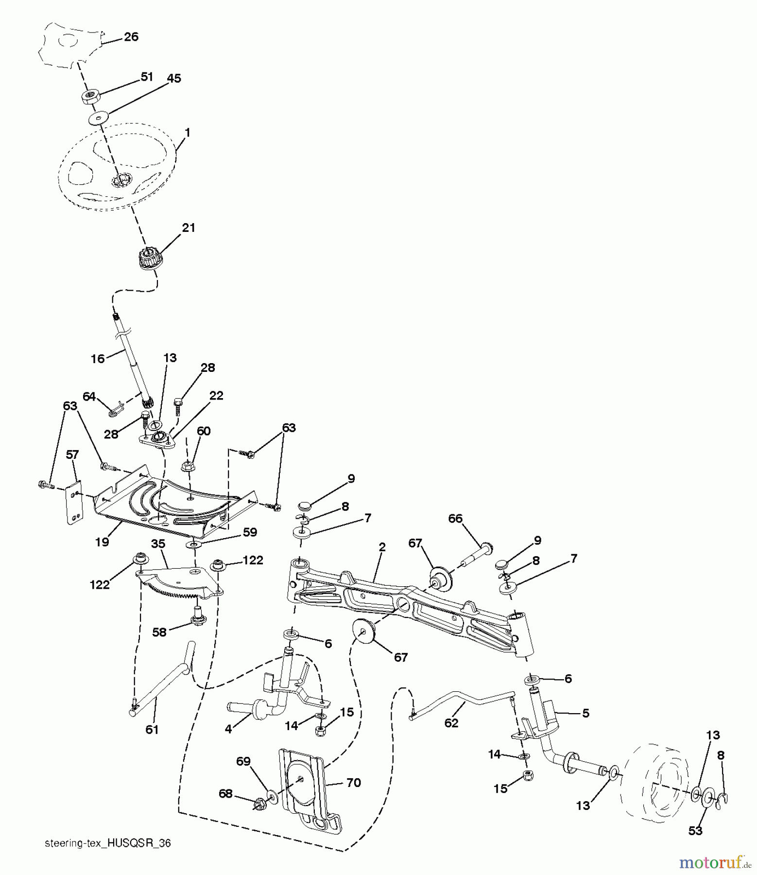 Husqvarna Rasen und Garten Traktoren YTH 24K48 (96043014101) - Husqvarna Yard Tractor (2012-10 & After) STEERING