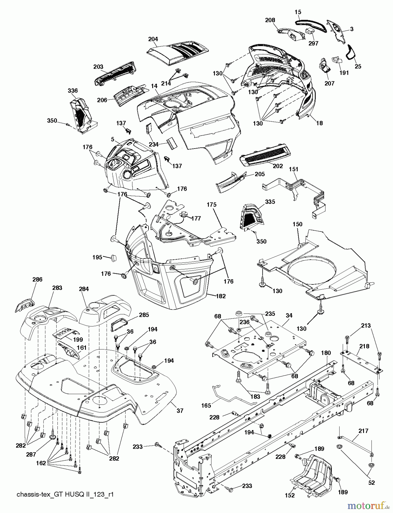Husqvarna Rasen und Garten Traktoren YTH 24K48 (96045003501) - Husqvarna Yard Tractor (2012-11 & After) CHASSIS / FRAME