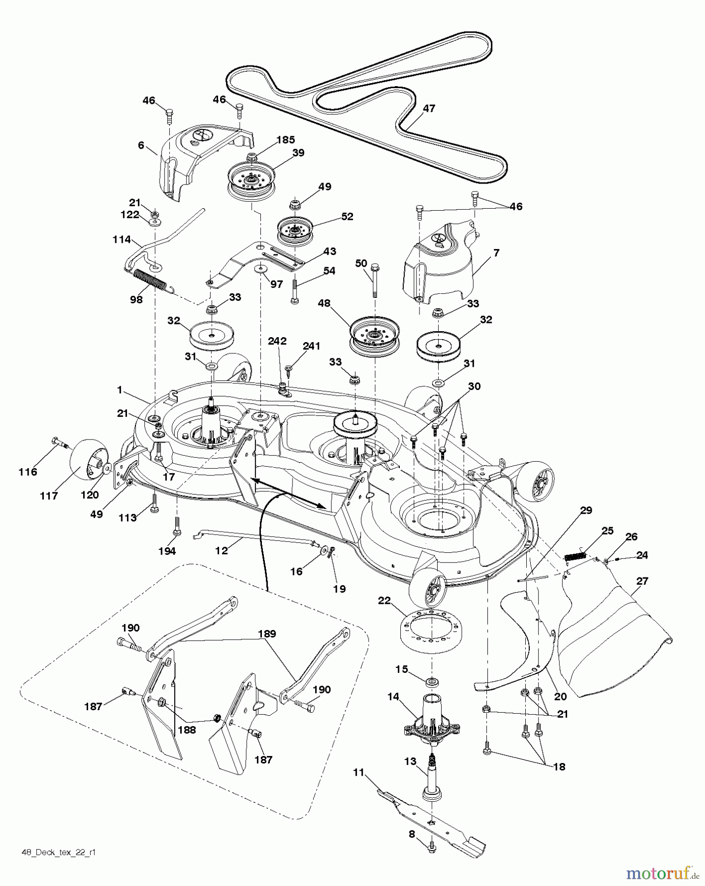 Husqvarna Rasen und Garten Traktoren YTH 24K48 (96043014001) - Husqvarna Yard Tractor (2012-10 & After) MOWER DECK / CUTTING DECK