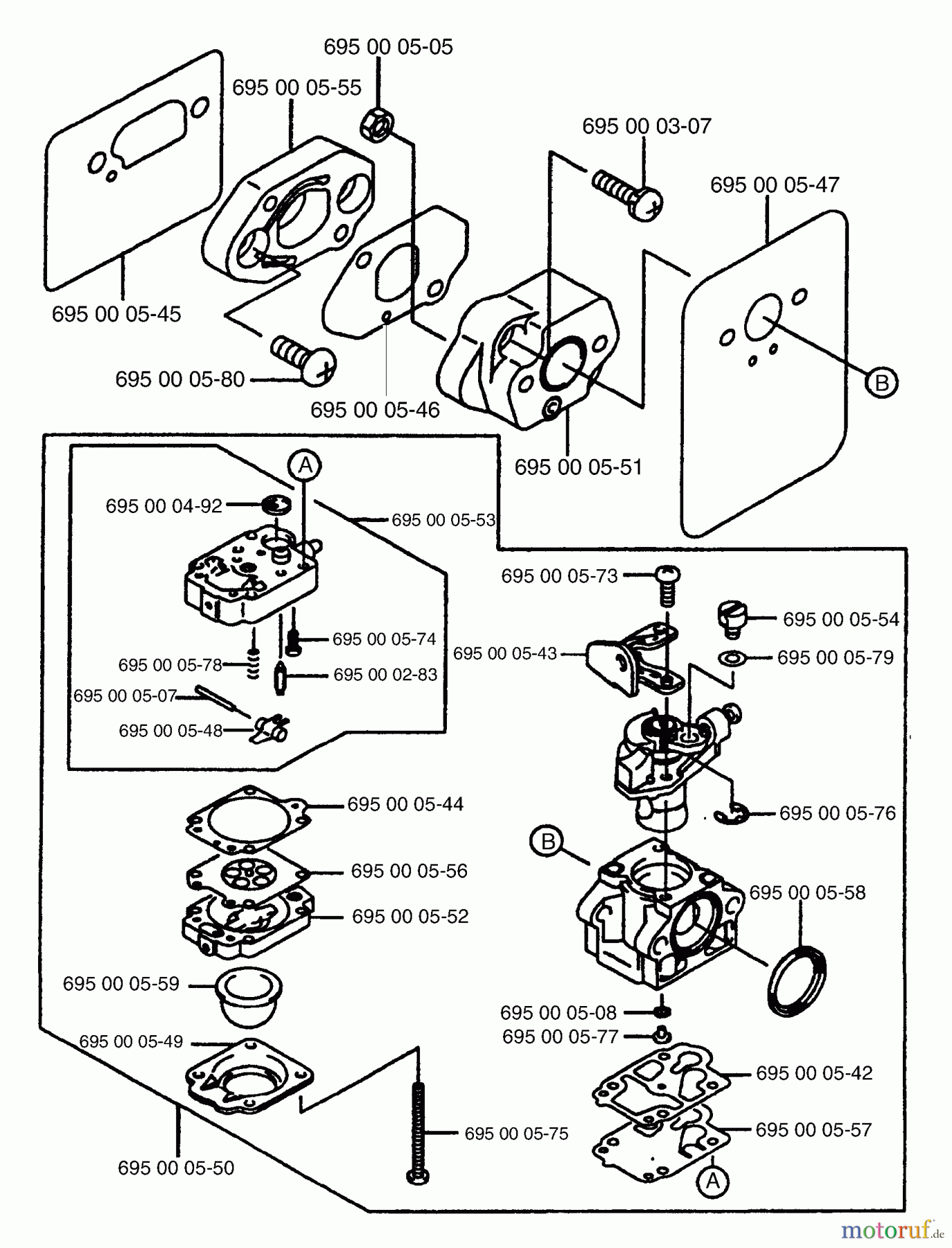 Husqvarna Bläser / Sauger / Häcksler / Mulchgeräte 145 BT - Husqvarna Backpack Blower (1997-05 & After) Carburetor