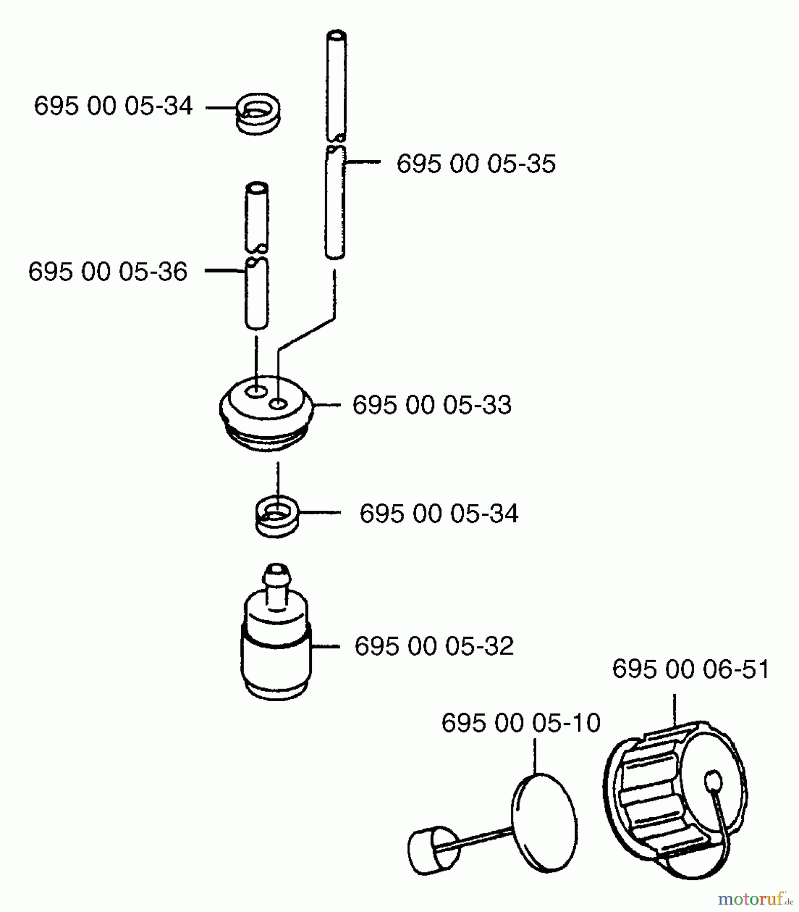 Husqvarna Bläser / Sauger / Häcksler / Mulchgeräte 145 BT - Husqvarna Backpack Blower (1997-05 & After) Fuel Line & Fuel Cap