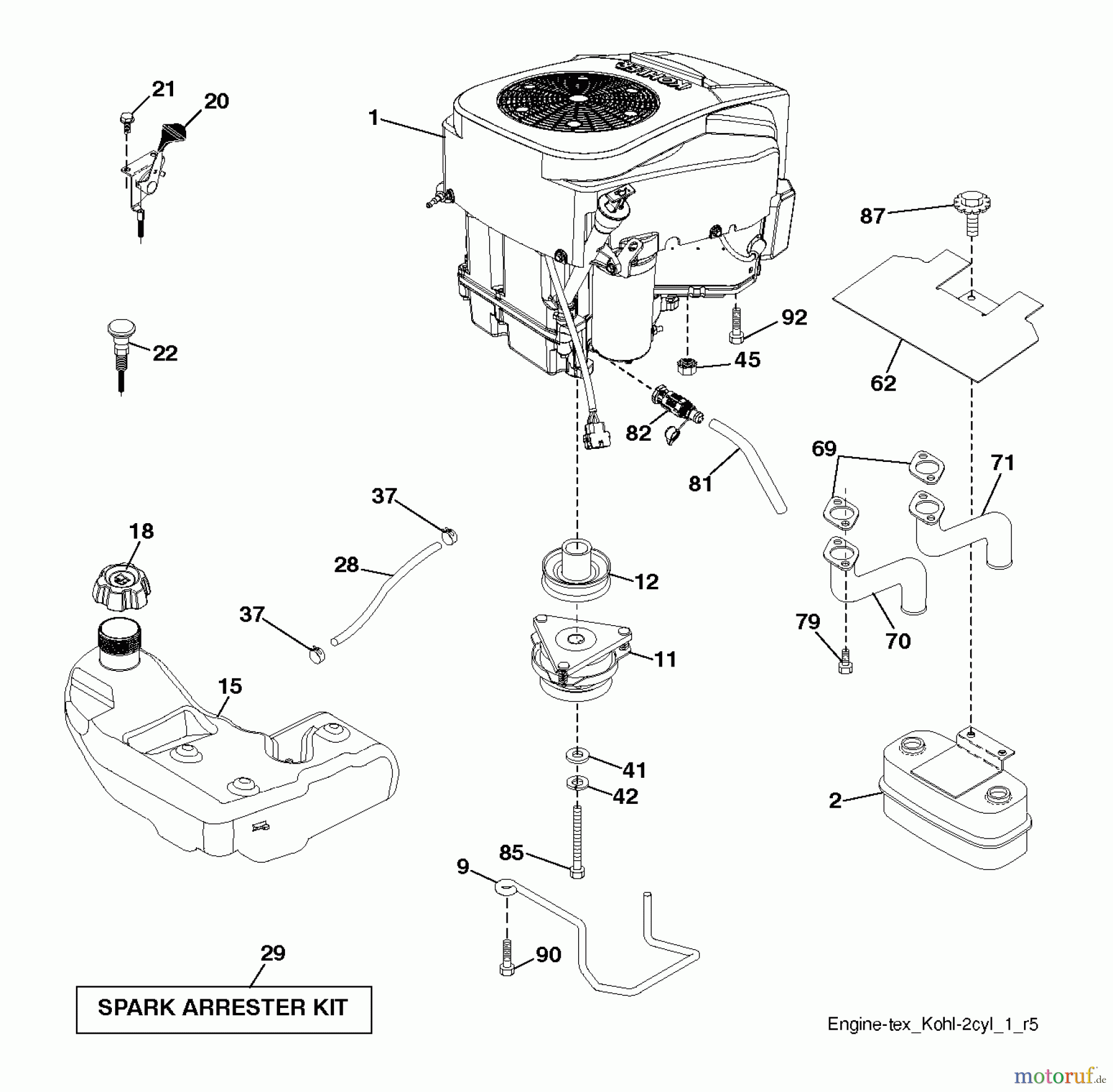 Husqvarna Rasen und Garten Traktoren YTH 24K54 (96043013301) - Husqvarna Yard Tractor (2012-08 & After) ENGINE